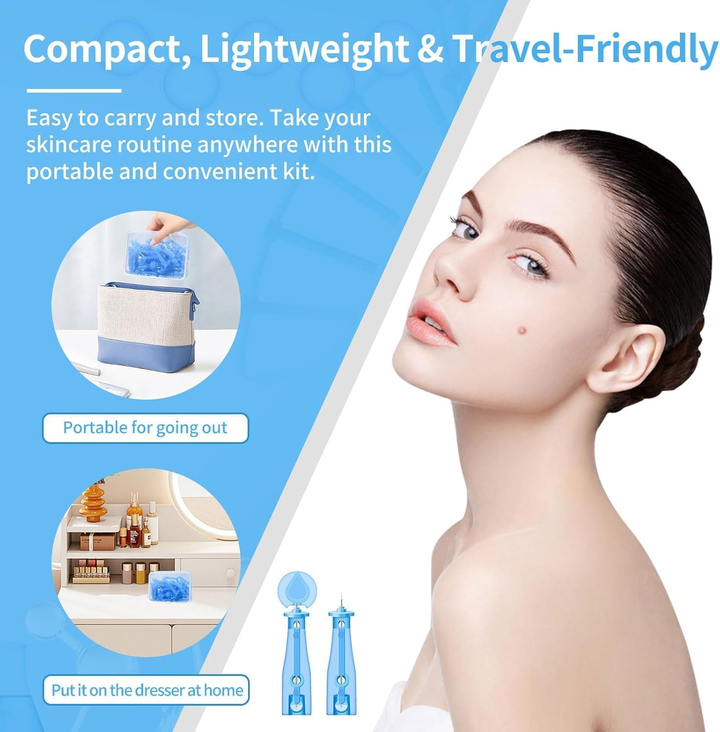 100Pcs Pimple Popper Kit, Blackhead Remover Tool Skin Care Tools Acne Needle Nose Strips for Blackheads Pimple Extractor Pore Cleaner Blue Stainless Steel Acne Treatment Tools with Cotton Swabs for Skin Care image number 3