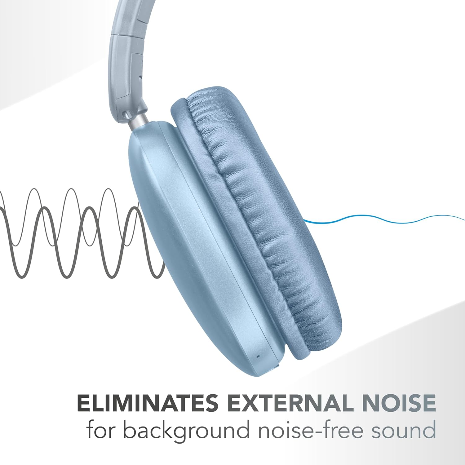 Music Sound MAXI3 Wireless Over-Ear Headphones, Active Noise Cancellation, Immersive and Crystal Clear Audio, up to 35 Hours of Playtime Non Stop, Compatible with All Devices, USB-C Charging, Blue image number 2