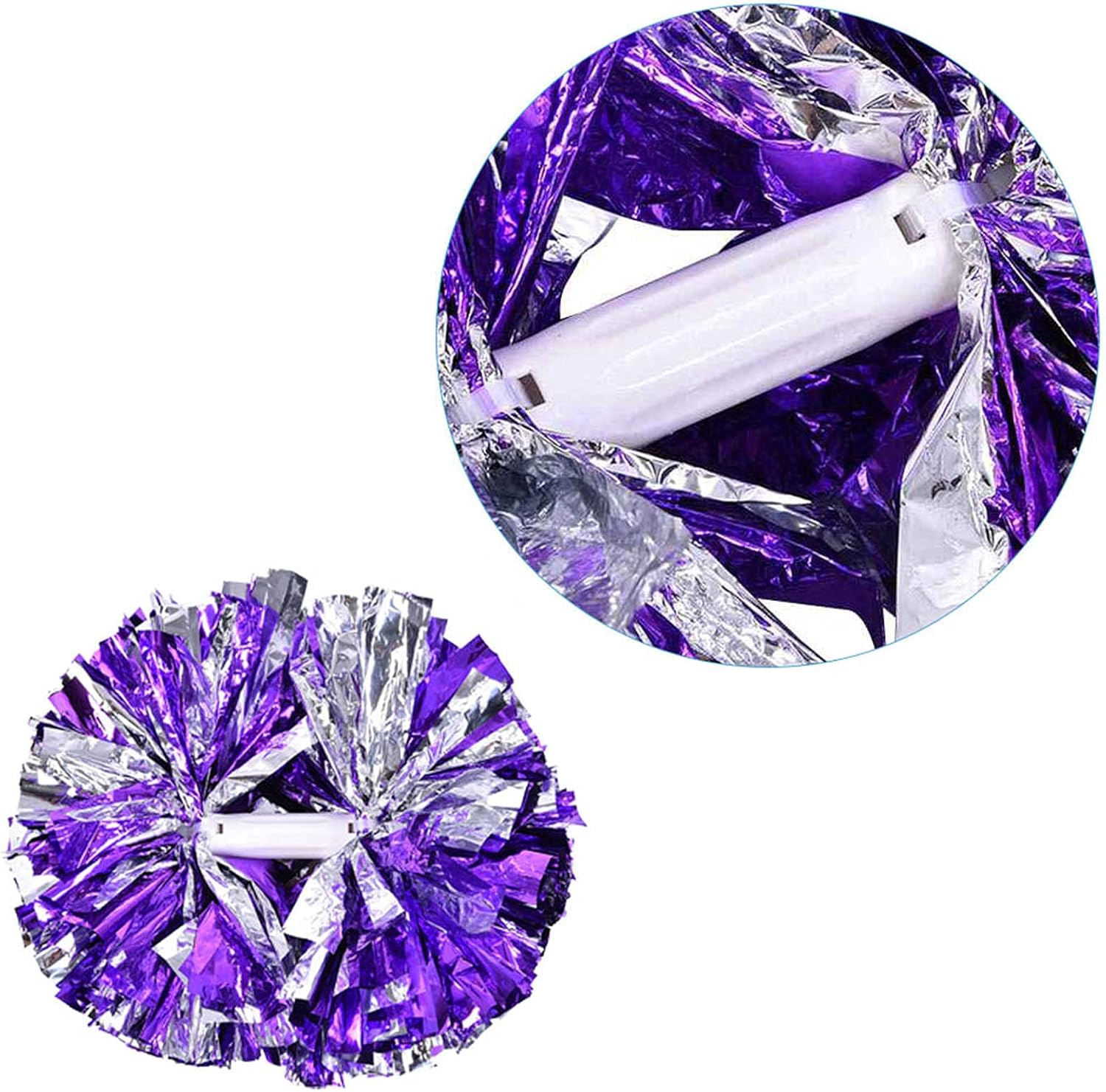 Cheerleader POM POMS for Dance Party School Sports, Bright and Sturdy Pompoms for Cheerleading Activities - Gold + Silver image number 6