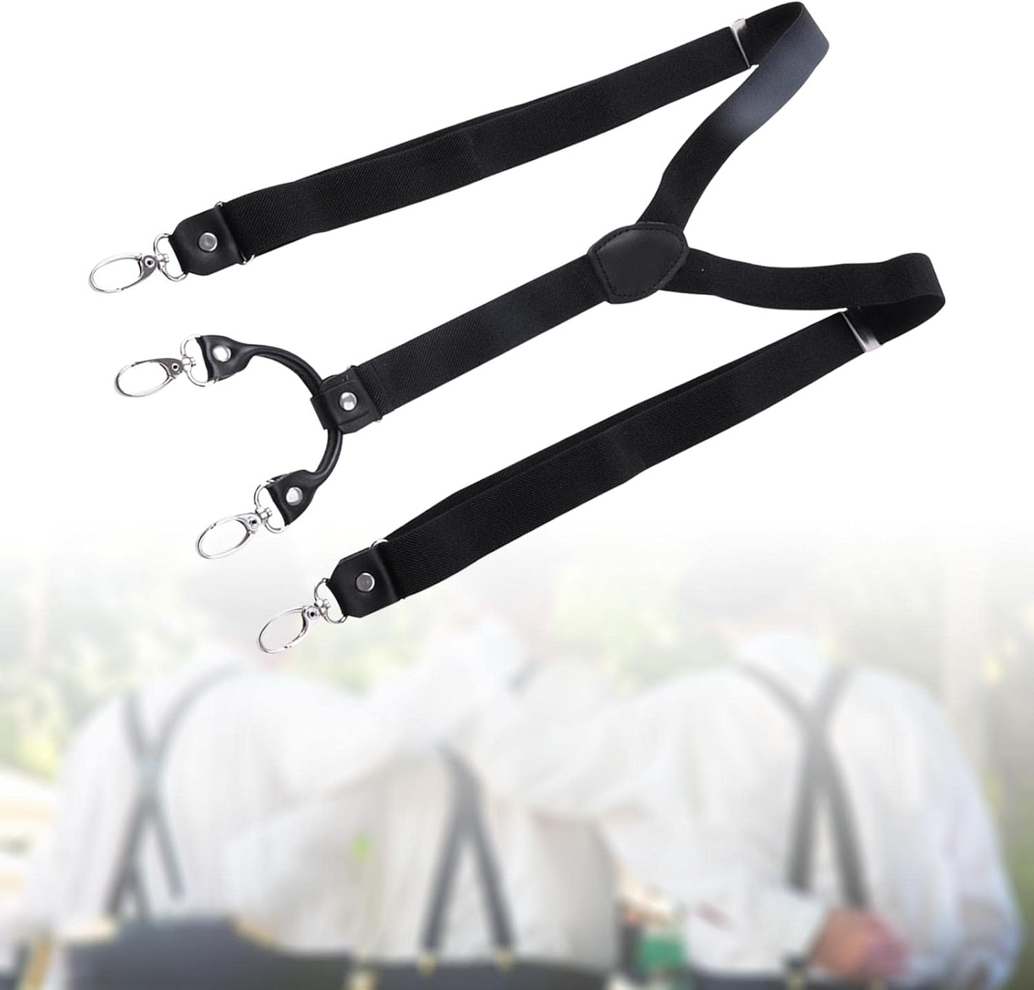 Suspenders for Men, Elastic Adjustable 4 Hooks Y Back Construction 1 Inch Wide Belt Loops Pants for Work Casual Accessories image number 4