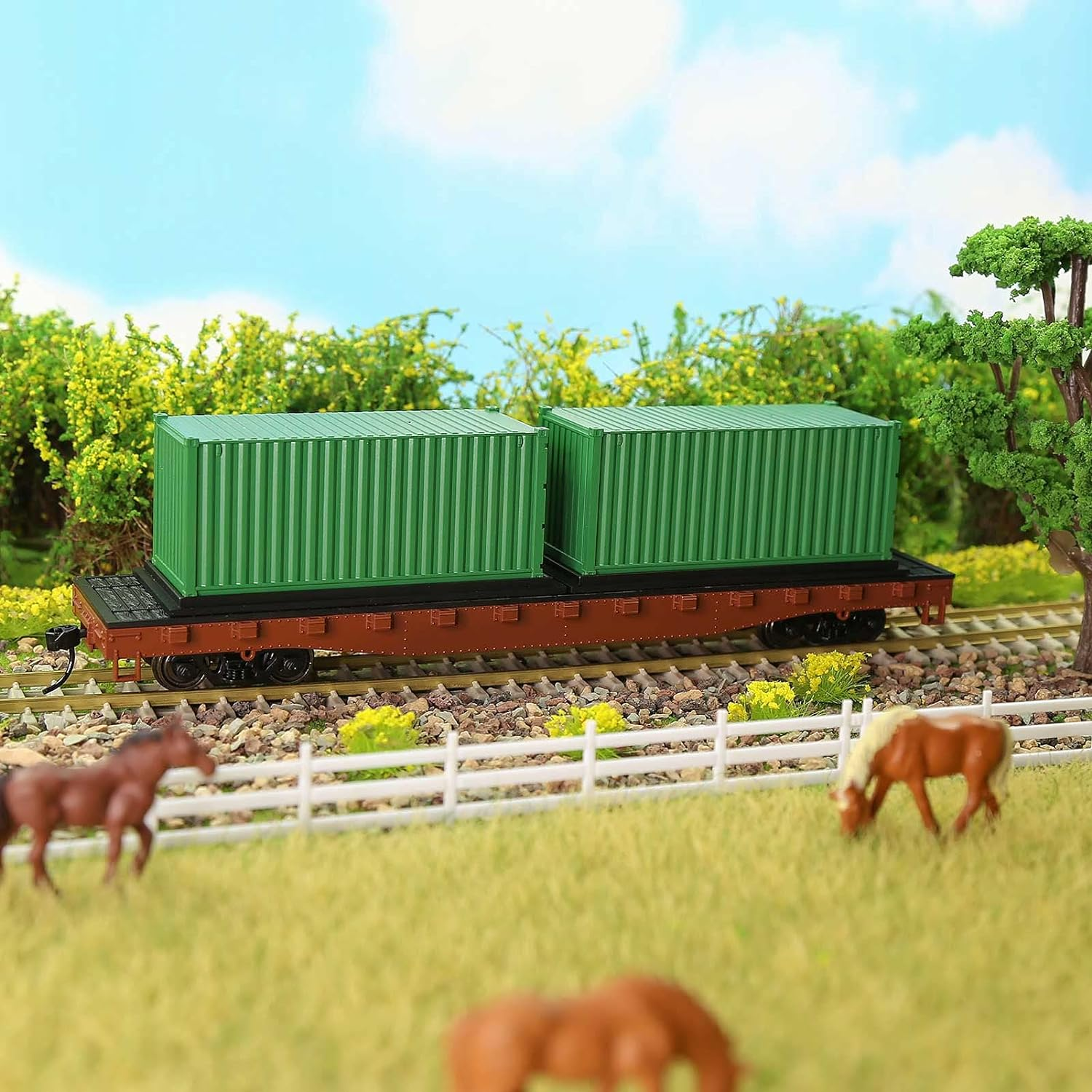 8Pcs Mixed Different 20Ft Freight Container HO Scale Model Train Accessories 1:87 20 Foot Container C8720 image number 2