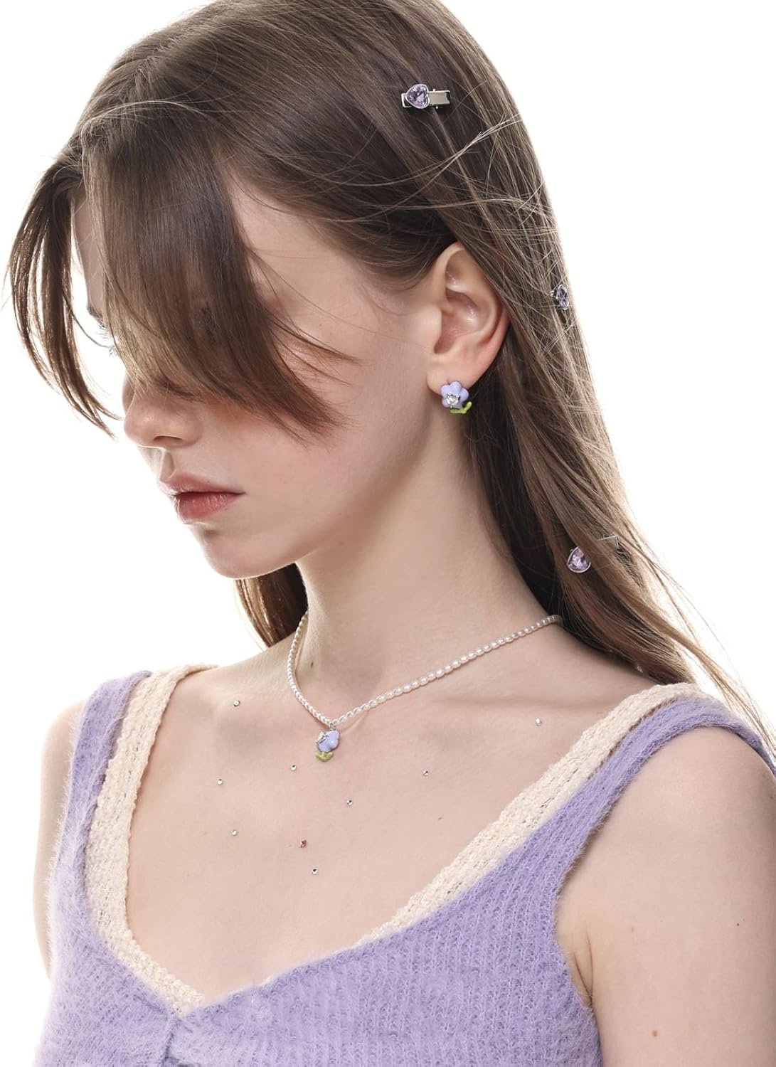 5PCS Mini Rhinestone Hair Clips, Small Hair Clips Colored Zircon Hair Accessories Sweet Mini Barrettes Bangs Hair Clips for Women Girls image number 1