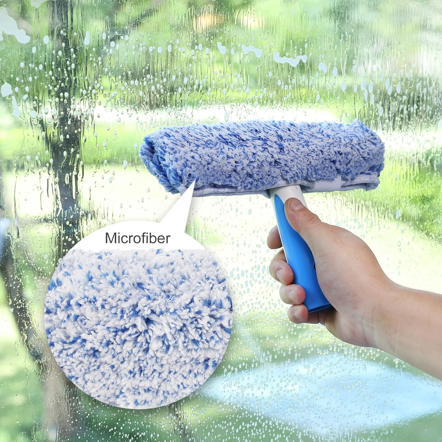 Mitclear Professional Window Cleaning Kit 10IN, All-In-One Windows Cleaner Tool with Silicone Rubber Squeegee, Microfiber Scrubber & Cloth, Household Cleaning Supplies, Streak-Free Results image number 1