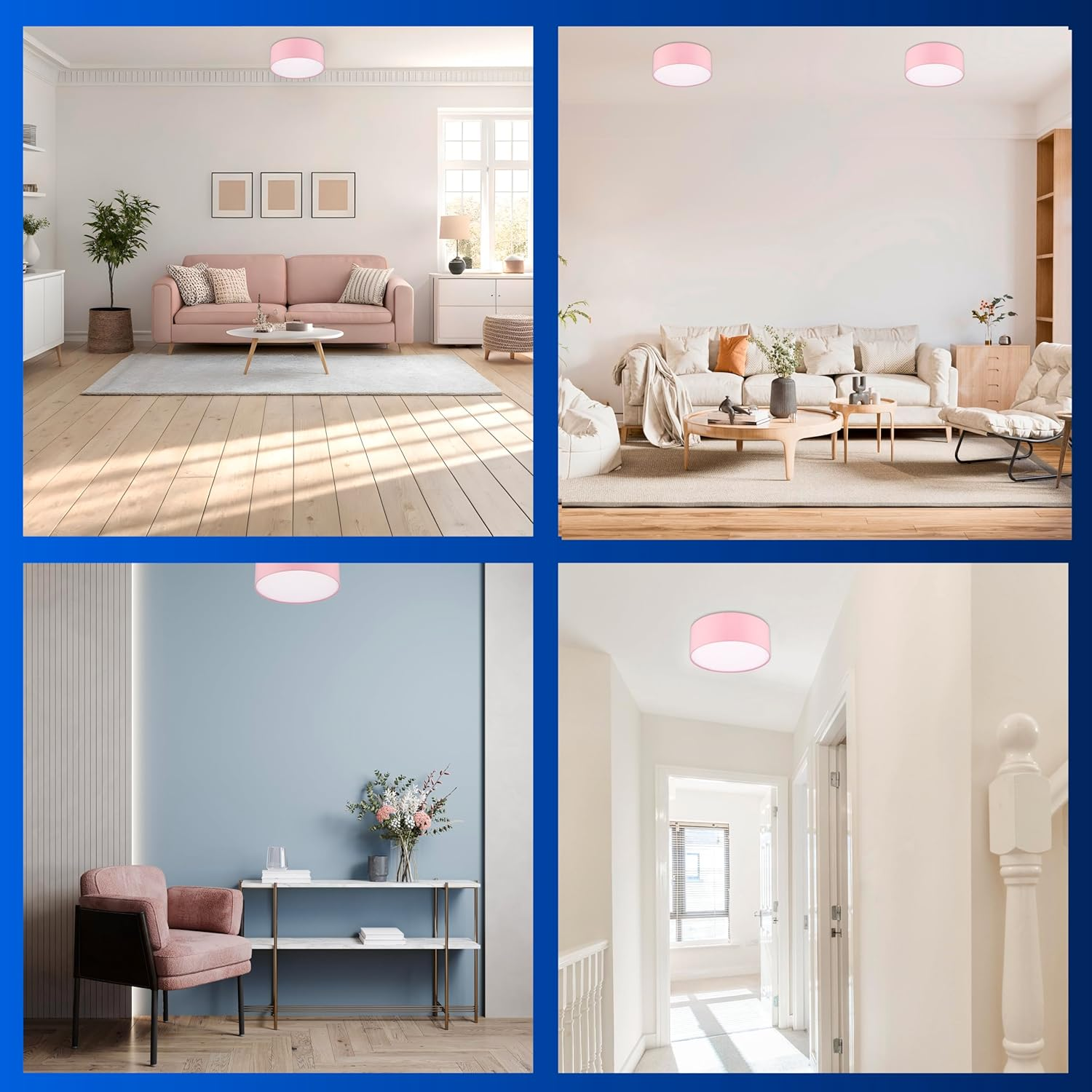 REV Ceiling Lamp 30 Cm round Ceiling Light with Fabric Shade in Modern Style - Ideal for Bedrooms, Living Rooms and Kids Bedrooms, Pink image number 3