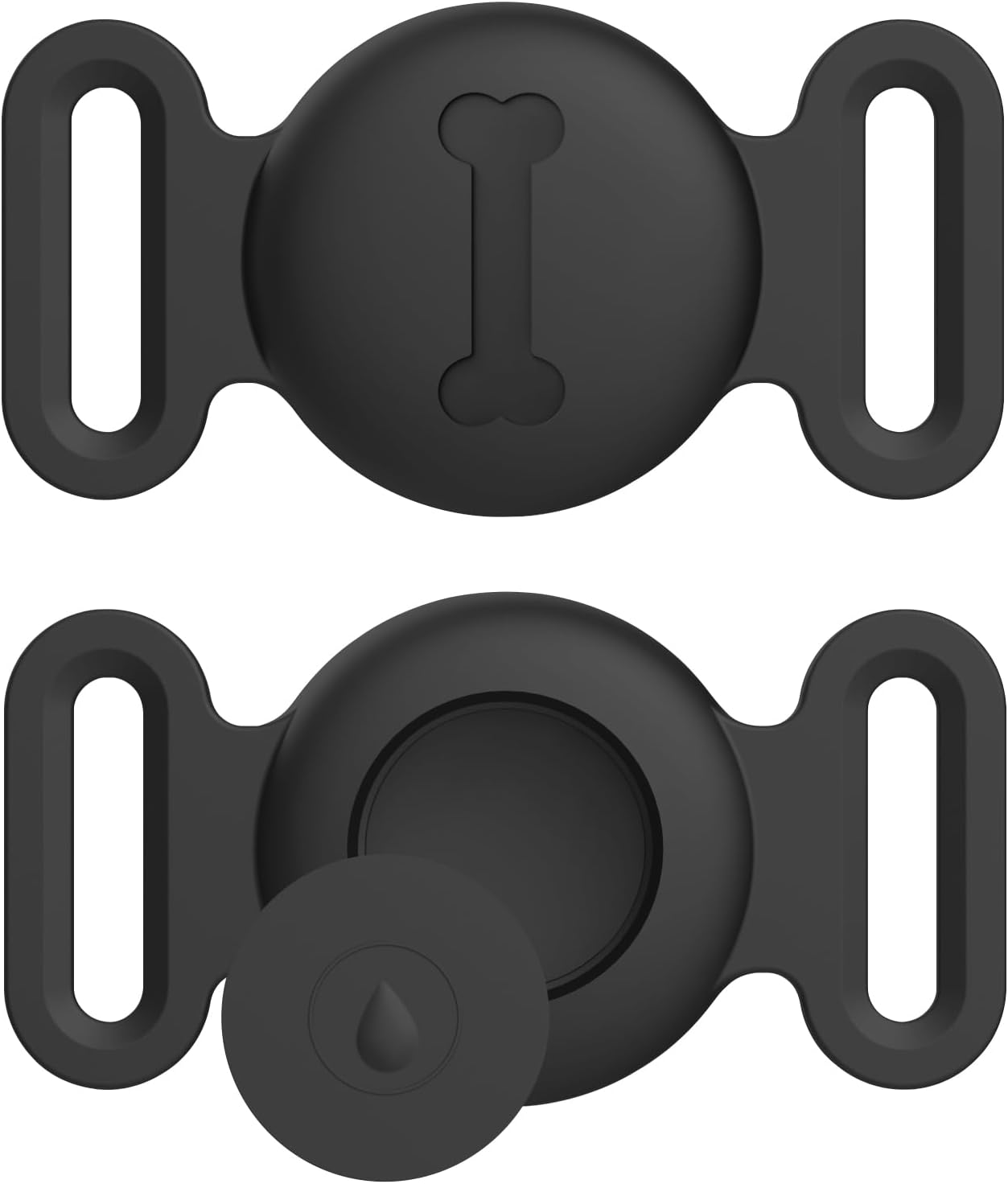 Leonids for Airtag Dog Collar Holders, Anti-Scratch Silicone Case for Apple Airtag for Dog (Black, Large for Dog)