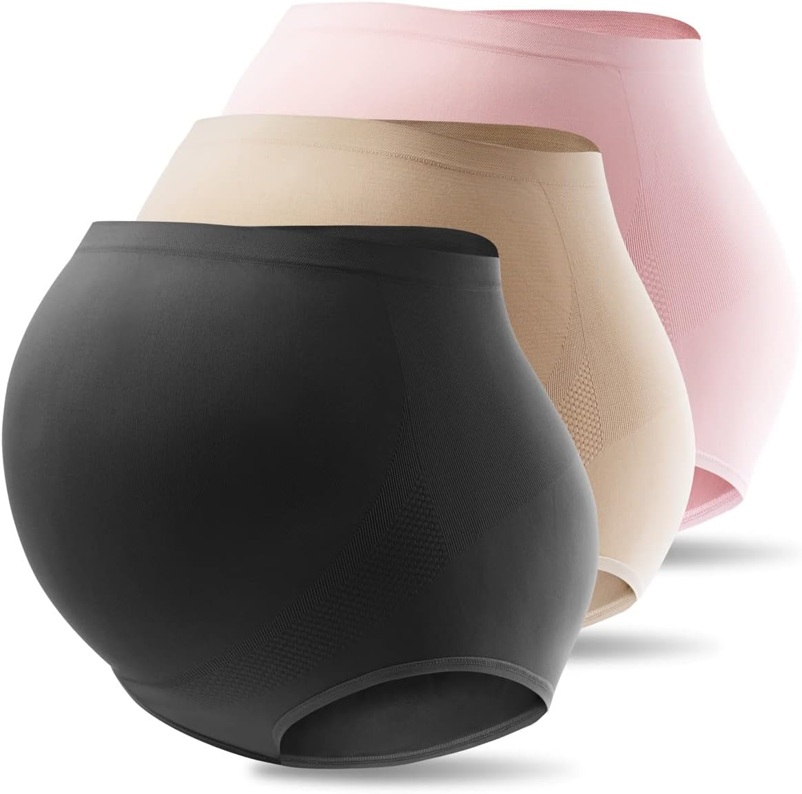 Mama plus Women'S over Bump Maternity Underwear High Waist Seamless Pregnancy Briefs Nylon Panties Multi-Pack