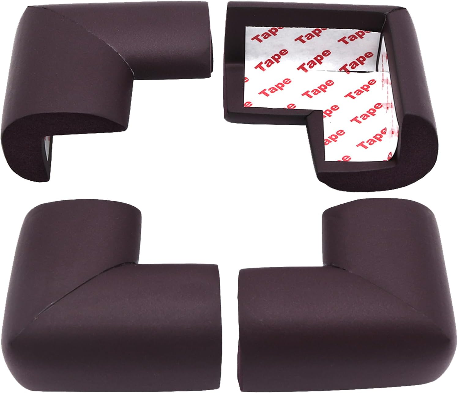 4 Pack Soft Foam Baby Proofing Corner Guards & Edge Protectors, Pre-Taped Table Corner Protector, Children Safety Furniture Desk Bumper, Cushion for Sharp Corners, L Type,Brown
