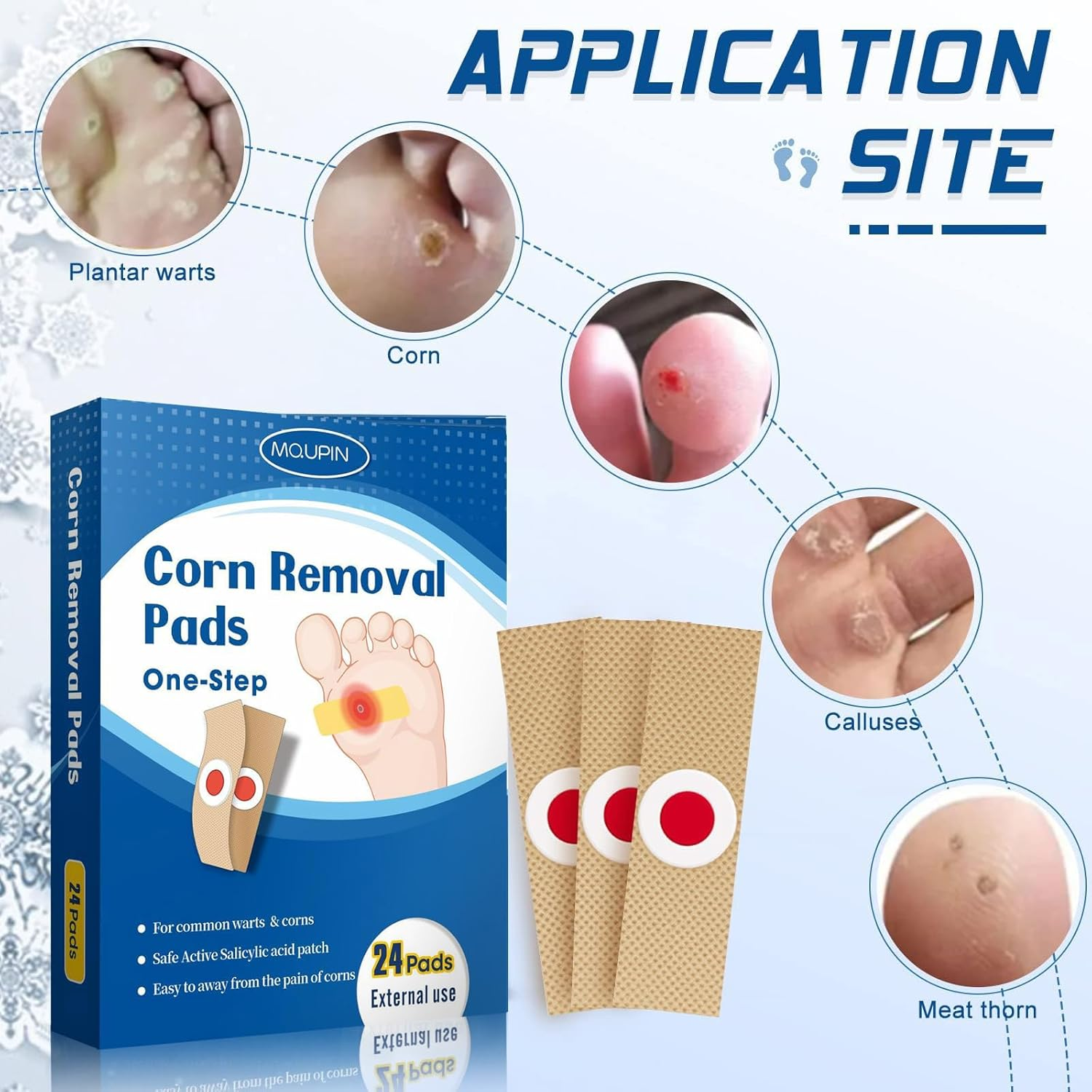 24 Count Corn Removal Pads for Feet and Toe, Corn Feet Remover for Feet Extra Strength, Callous Remover image number 5