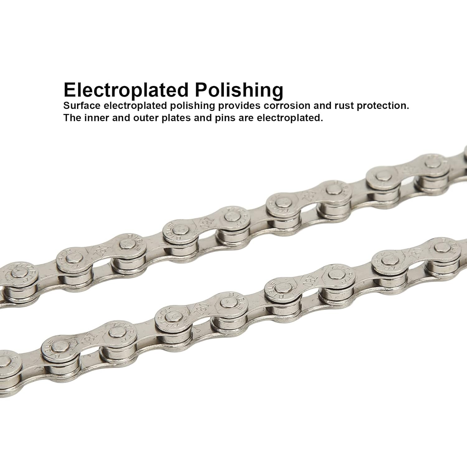 Omabeta 1PCS 8 Speed Bike Chain with Double Bridge Design for 6/7/8/18/21/24 Speed Road Folding Bike,116 Links,6.1Mm 0.24In Shaft Length,Bike Repair Accessory image number 6