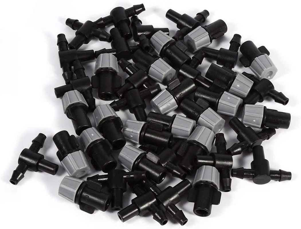 20Pcs Misting Sprinkler Nozzles, Plastic Irrigation Nozzles Tee Joints for Misting System (Black and Grey)