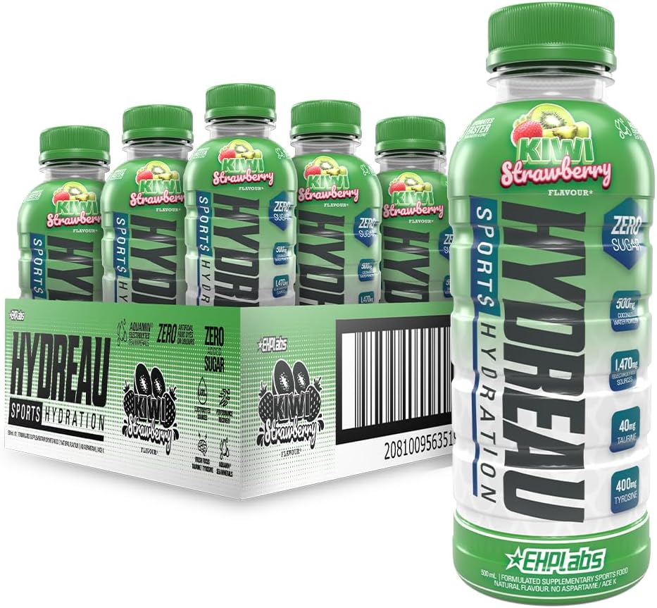 EHP Labs Hydreau Sports Electrolyte Hydration Drink - Sugar Free Electrolytes with Coconut Water Powder, Taurine & Tyrosine - Essential Electrolytes for Energy, Focus, & Endurance. 12 Pack, Kiwi Strawberry image number 6
