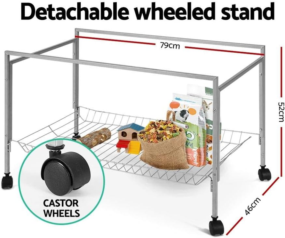 I.Pet Rabbit Hutch Bird Cage Ferret Guinea Pig Rat Bunny Cages Pet Enclosure House Carrier Habitat,Ourdoor Indoor for Small Animals, 88Cm Tall Detachable Design with Double Doors image number 5