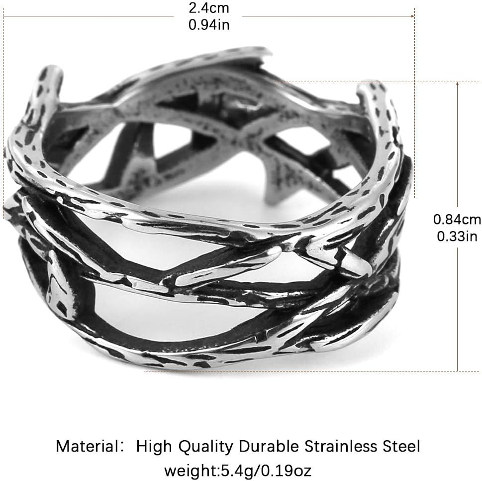 HZMAN Jesus Crown of Thorns Ring for Men Gothic Stainless Steel Ring Jewelry Gift - 12, Silver image number 5