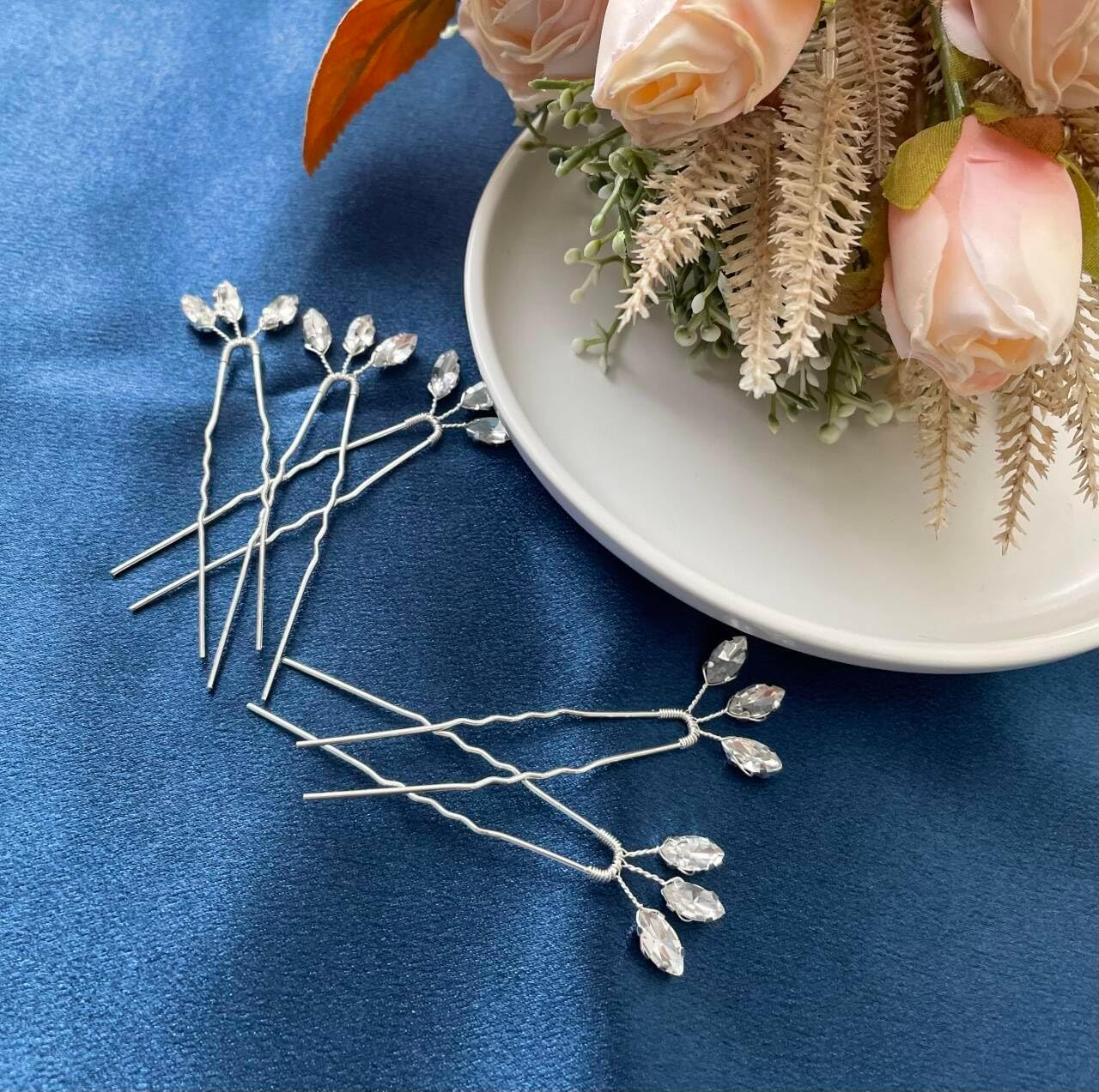 Resweky Pack of 5 Bridal Wedding Crystal Pins Silver Sparkly Rhinestone Bridal Hair Pieces Bridal Hair Accessories for Women and Girls image number 4