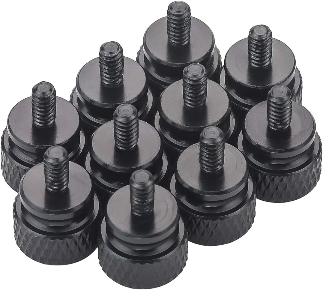 6#-32 Anodized Aluminum Thumbscrews, Computer Case Thumbscrews, Thumb Screws, Black, 10 PCS