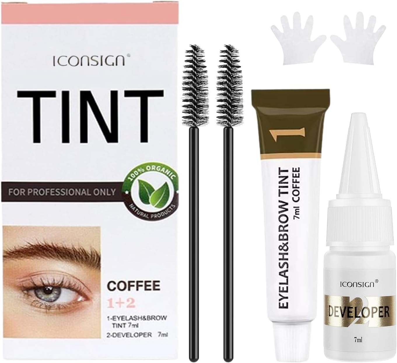 Instant Lash & Brow Set, Natural Bushy Eyebrow Makeup Kit, Long Lasting Spot Coloring 100% Gray Converge DIY Hair Dying for Salon Home Use - 7Ml (Dark Brown, M)