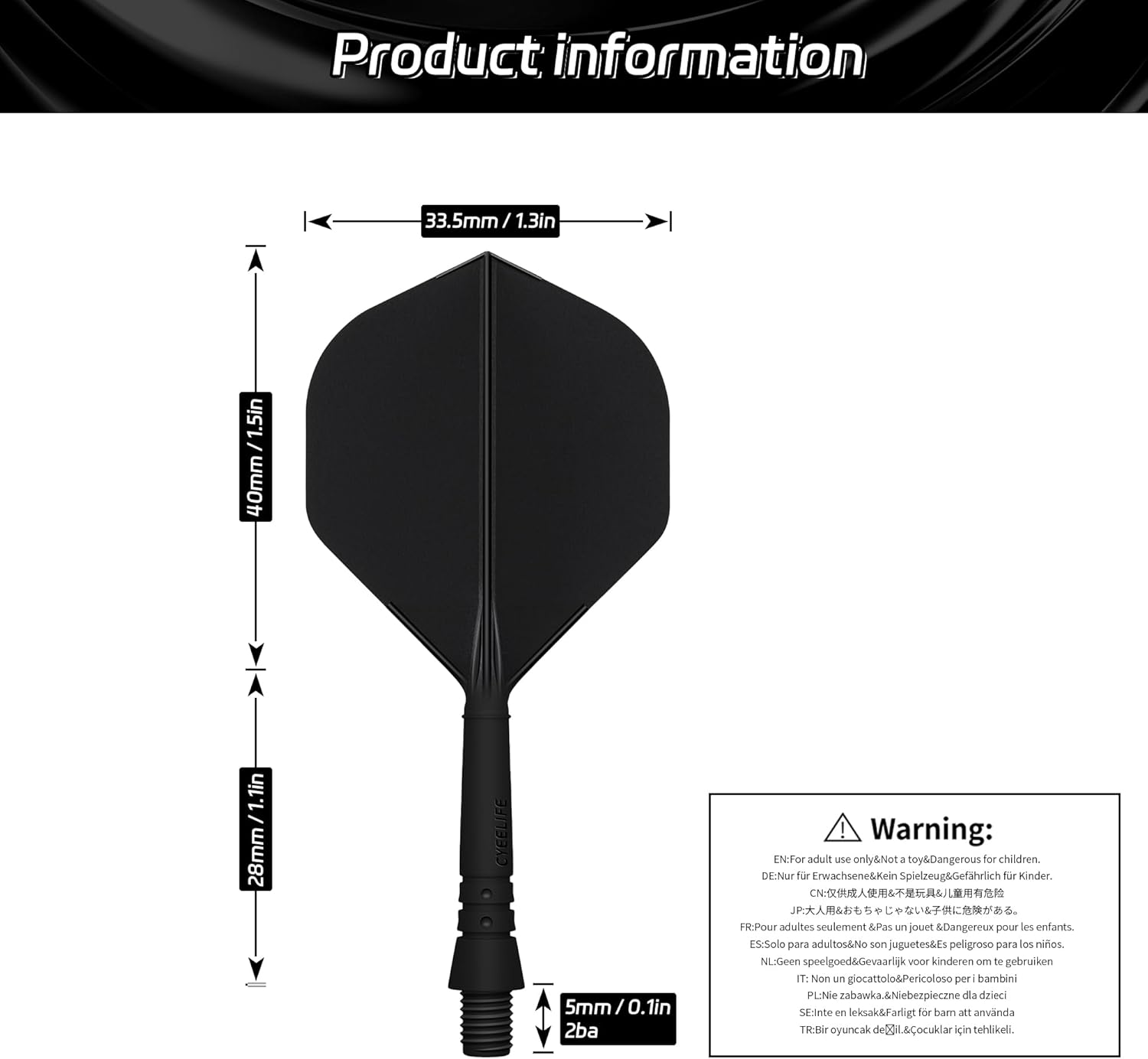 Cyeelife Integrated Dart Flight and Shaft System,Precision Moulded 2-In-1 Dart Flights and Dart Shafts, Dart Stem, Professional Dart Accessories,Pack of 9 image number 1