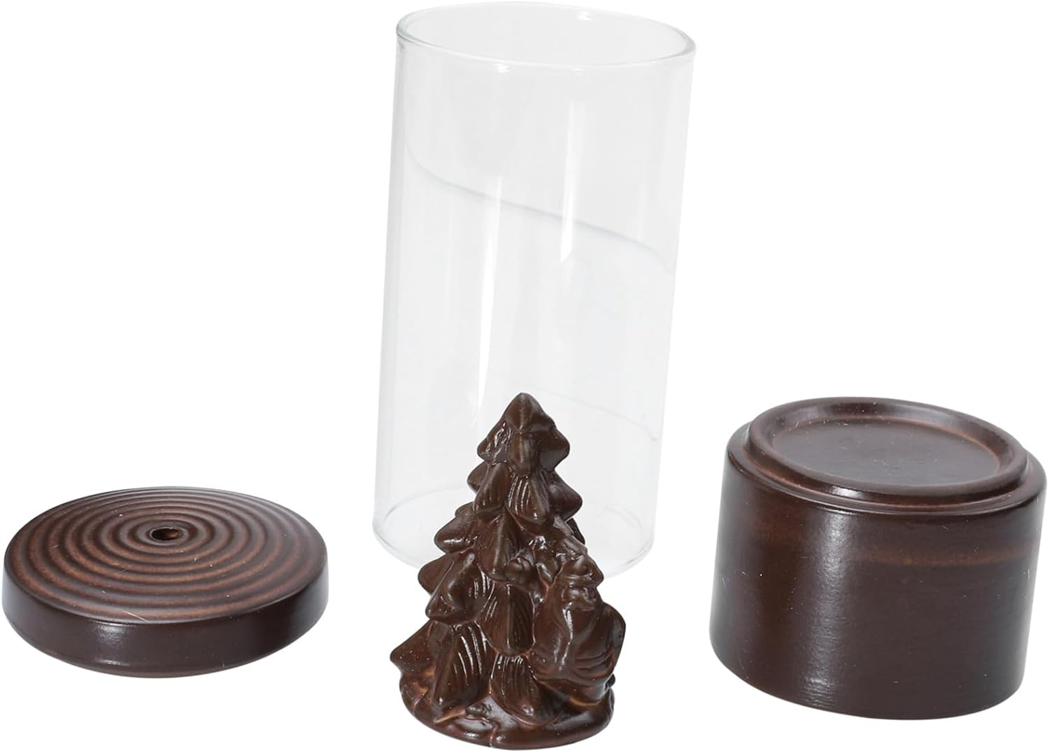 Amosfun Xmas Tree Design Ceramic Incense Burner Glass Cover Backflow Censer Xmas Party Decor Adorn image number 1
