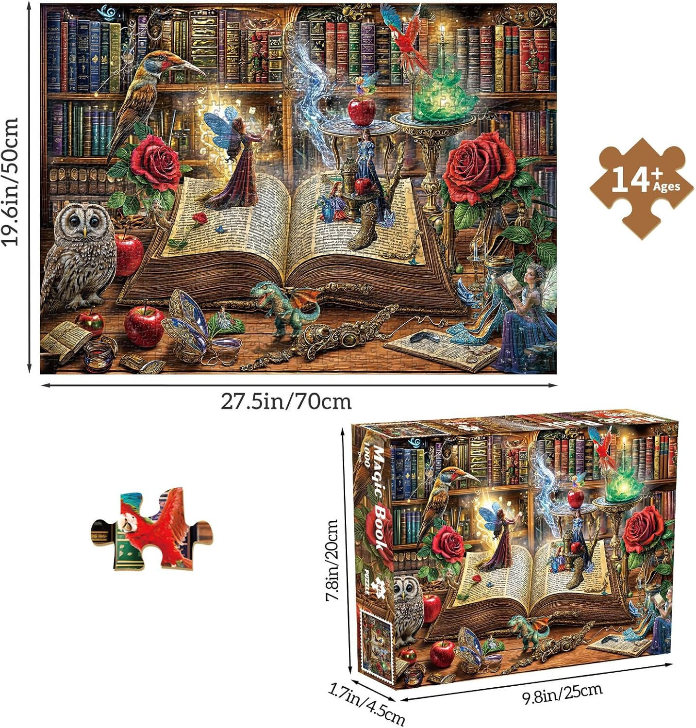 Jigsaw Puzzles for Adults 1000 Pieces, Interlock Perfectly Letter on Back No Dust, Home Decor Birthday Gift Toy for Men Women Elders Seniors, 1:1 Poster -Magic Book image number 2