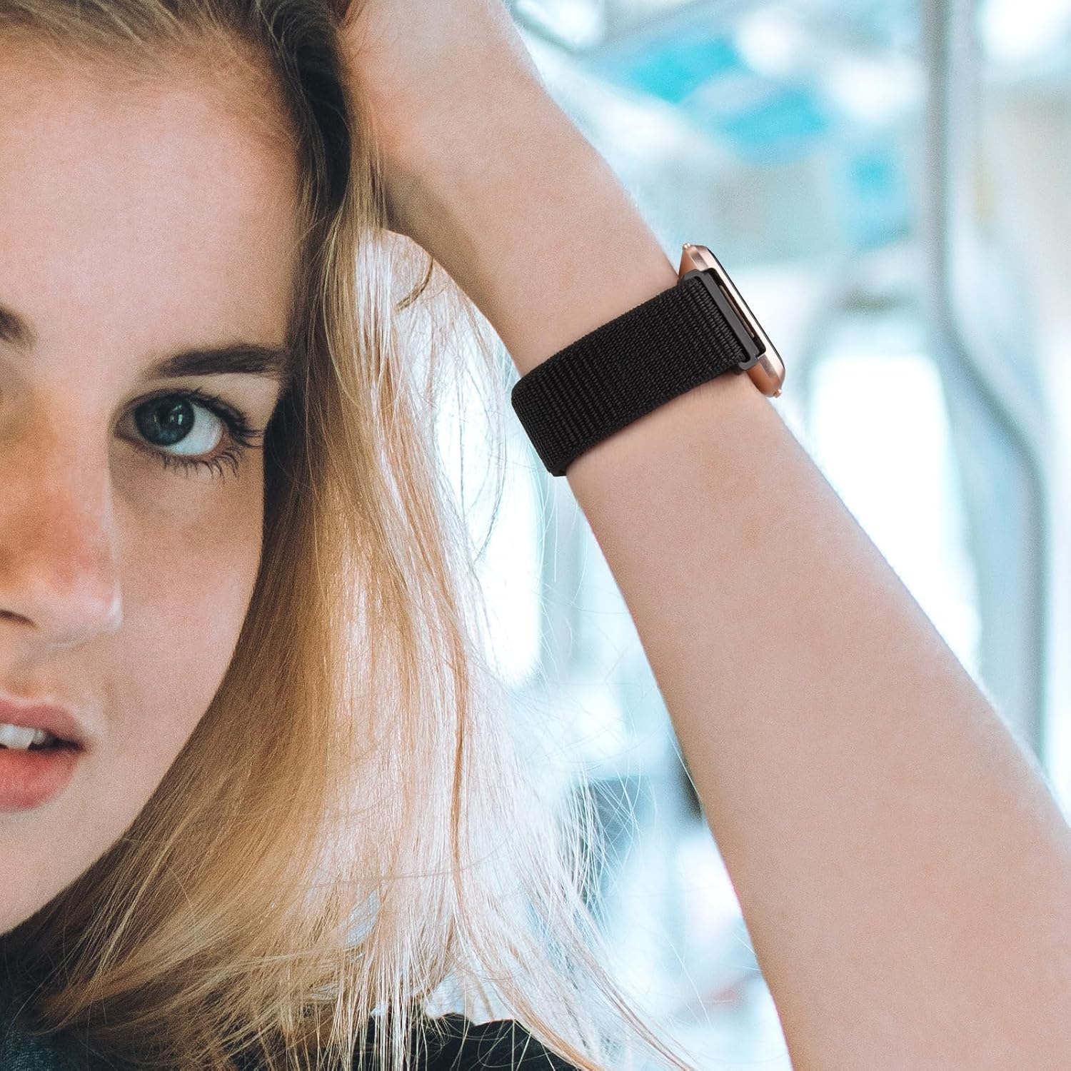 Nylon Bands for Fitbit Versa 2 Bands, Fitbit Versa Band,Fitbit Versa Lite/Se Band Women/Men, Adjustable Soft Breathable Solo Loop Nylon Braided Replacement Strap Wristband