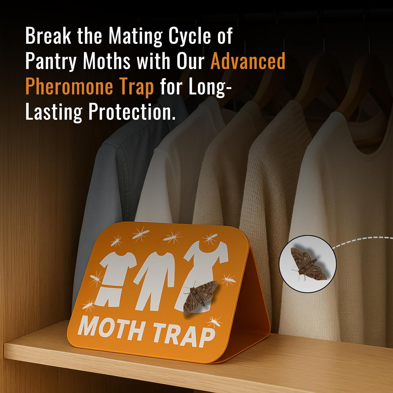 Moth Traps &ndash; Non-Toxic Pheromone Sticky Traps for Clothes & Pantry Moths &ndash; Odorless, Safe for Home Use, Effective & Easy to Use &ndash; 8 Pack - Pack Of 8 image number 5