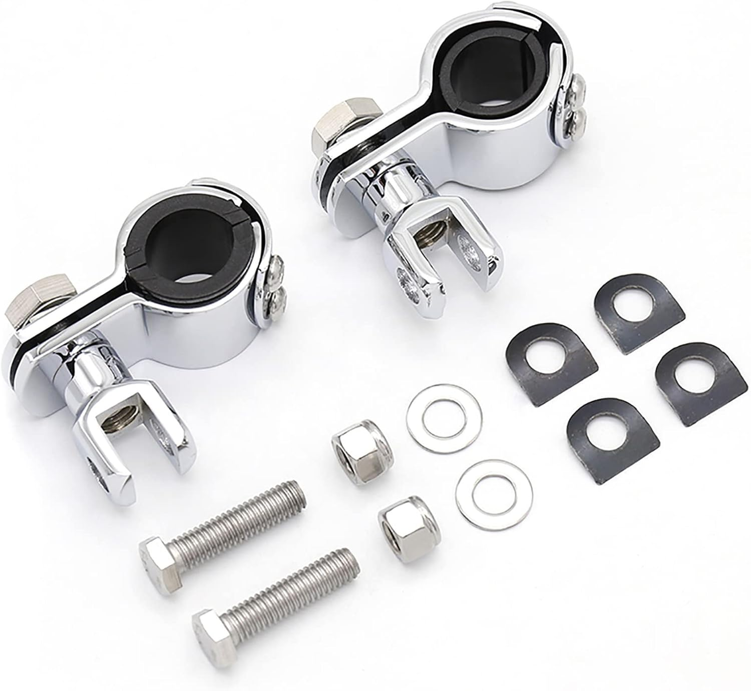 Motorcycle Highway Pegs Mount Clamp Footpegs Engine Guard Mounts Adapter Fit for Harley Yamaha Honda Suzuki Kawasaki 25Mm 32Mm 34Mm (Chrome) - Style Ablack image number 5