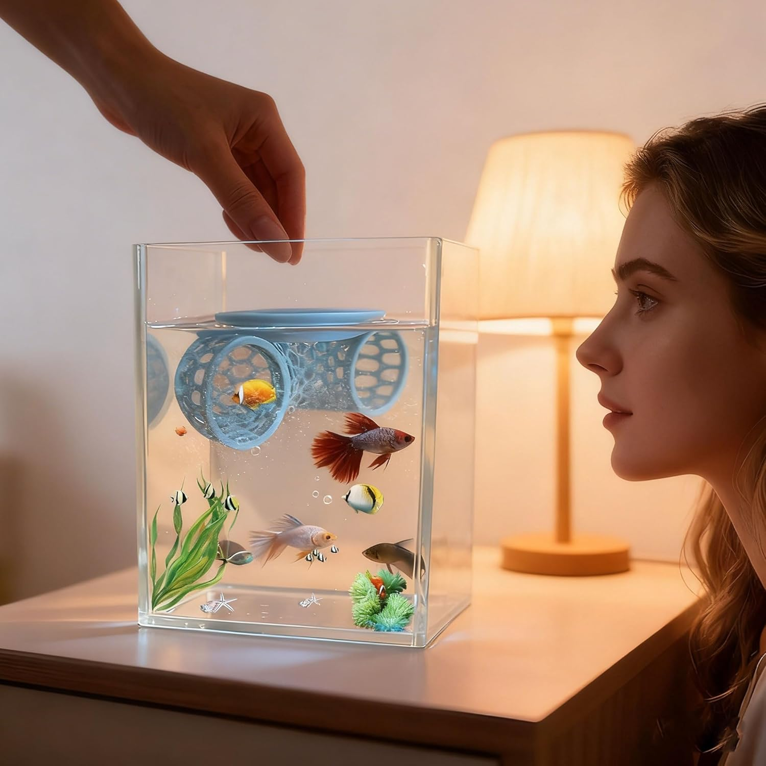 Hayaww Betta Tunnel Floating Betta Hiding Cave Hollow Betta Fish Tunnel Aquarium Decorative Cave Betta Cave Lounge Fish Shrimp Hideout Shelter Aquatic Pets Shrimp Cave (A) image number 3