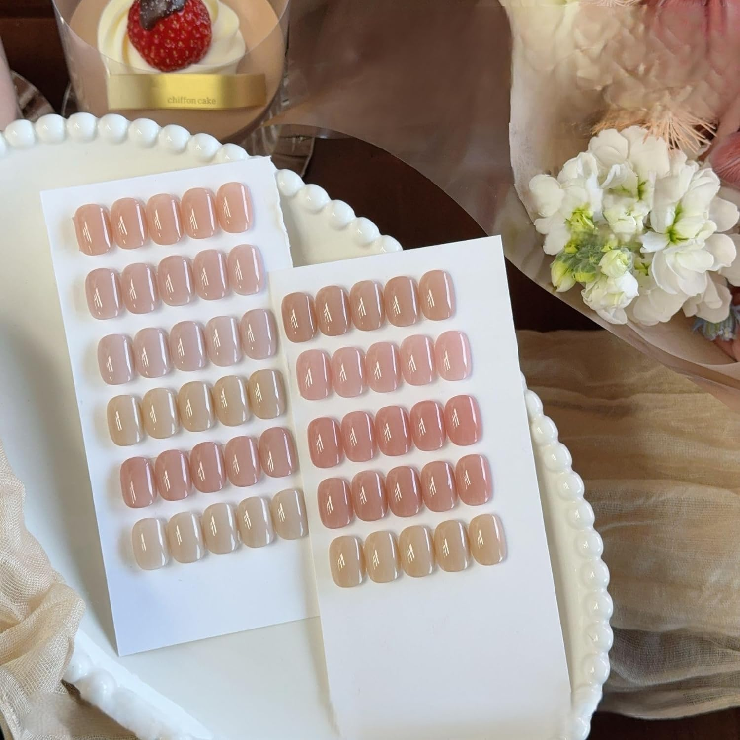 ADHERE 11Pcs Nude-Pink Kit with Nail Brush, UV LED Gel Nail Polish, Soak off Nail Varnish Gel Polish for Manicure Salon DIY Design at Home - Classic Black  White Collection image number 2