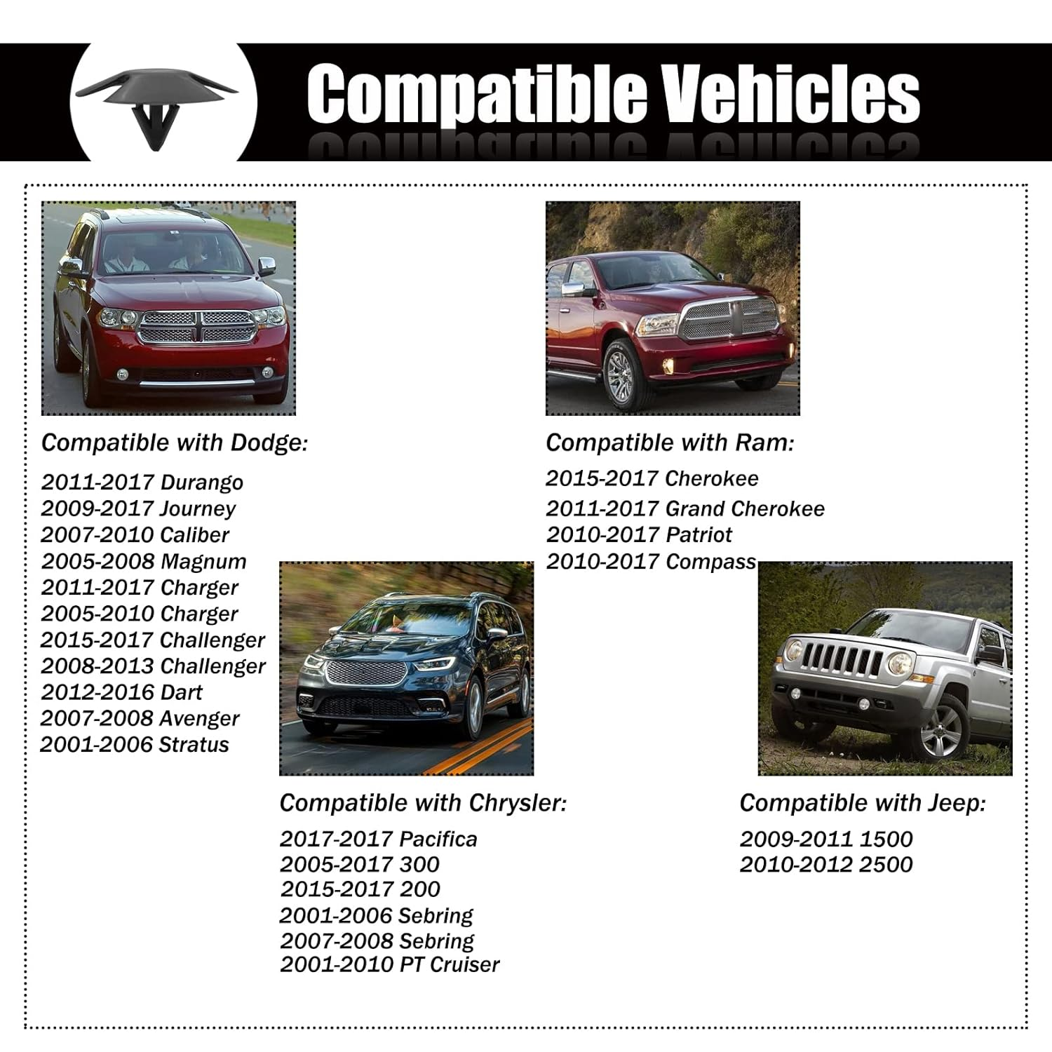 20Pcs Hood Insulation Retainers Push-Type Retainer Clips - Replacement for Chrysler Jeep Dodge Ram Cherokee Grand Cherokee - OEM 4878883AA LH LHS Nylon Clip Fasteners Push Pin Screws - 40Pcs image number 6