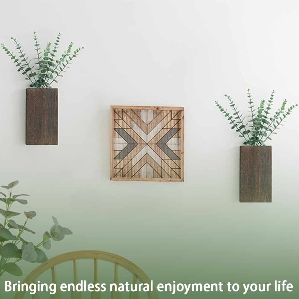 2 Pack Wood Wall Planter,Indoor Plants Holder,Wooden Vases,Hanging Plant Planter,Flower Vase,For Living Room Bedroom, Modern Farmhouse Decor Planter for Dried Flowers and Fake Greenery