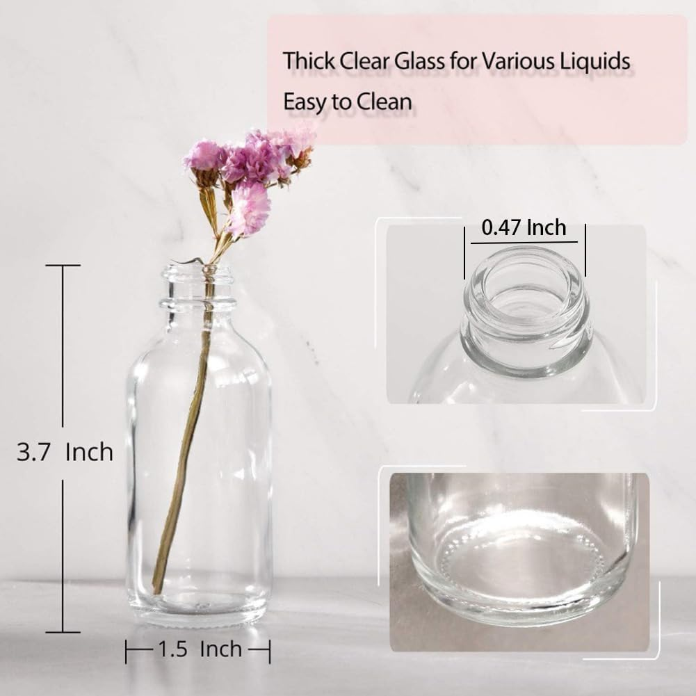 ADTZYLD 12-Pack Reusable 2 Oz Glass Bottles with Lids & Funnels - Perfect for Travel, Potions, Ginger Shots, Oils, Juice, Sauce, Spice, Milk, Breastmilk (12) image number 5