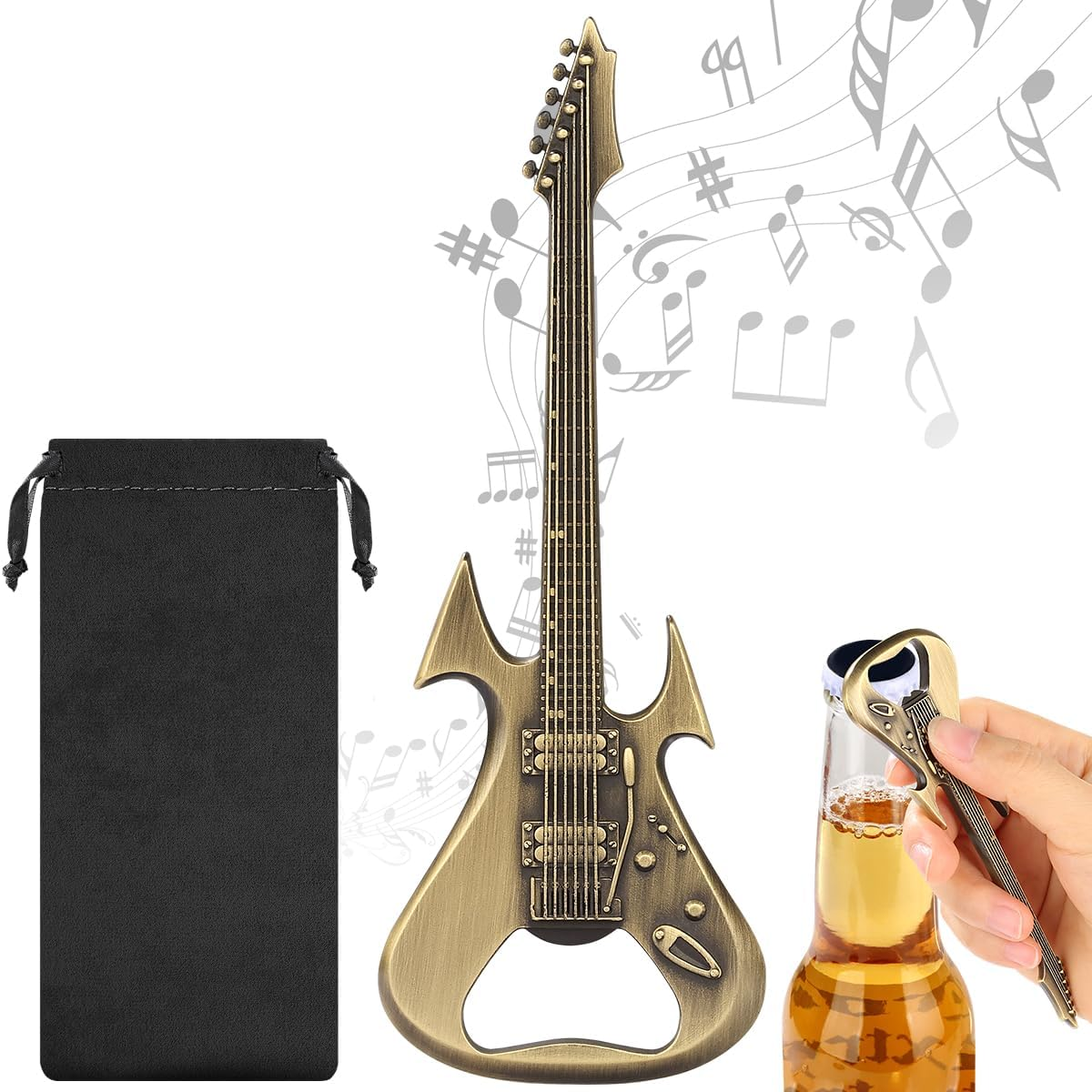 Bronze Guitar Bottle Opener, Beer Gadgets, Guitar Shaped Beer Opener, Novel Gifts for Men Women, Musical Instrument Gift for Guitarist, Musician, Music Presents, Christmas Gifts, Kitchen Pub Tools