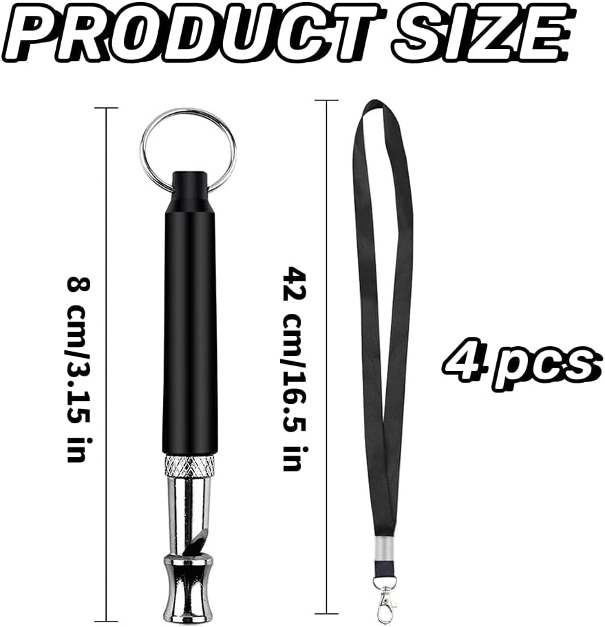 Dog Whistles for Recall, 4Pcs Recall Pet Training Whistles,Dog Whistle Training, Silent Whistle for Dog Recall,Ultrasonic Dog Whistle,Portable Recall Dog Training Whistles with Lanyard, Black image number 2