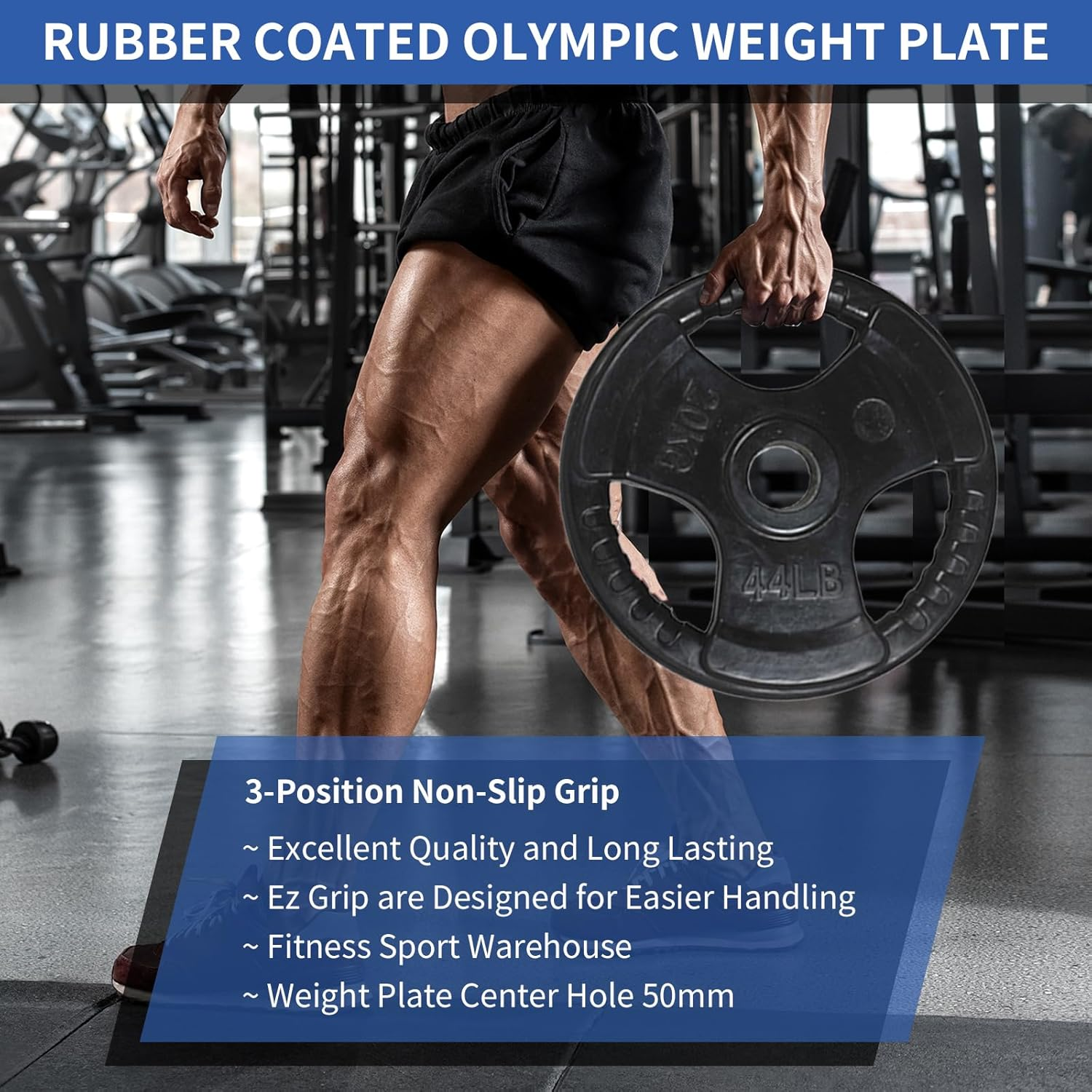 HCE Rubber Coated Olympic Weight Plates for Adjustable Dumbbells and Barbell Premium Quality Rubber Coated Weights Equipment Accessories for Body Building, Weightlifting, WOD, MMA, Crossfit, Fitness & Sports image number 1