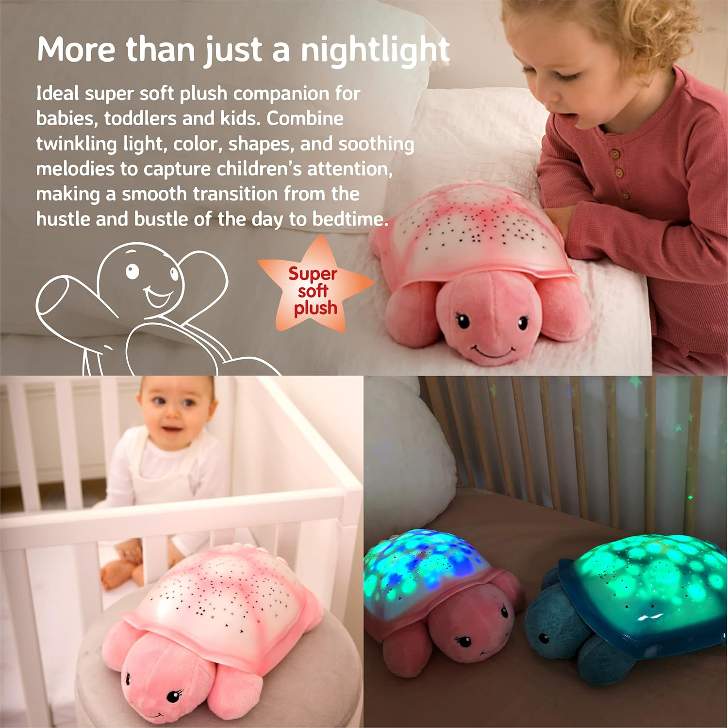 Cloud B Twinkling Twilight Turtle, Baby and Toddler Toys, Pink image number 6