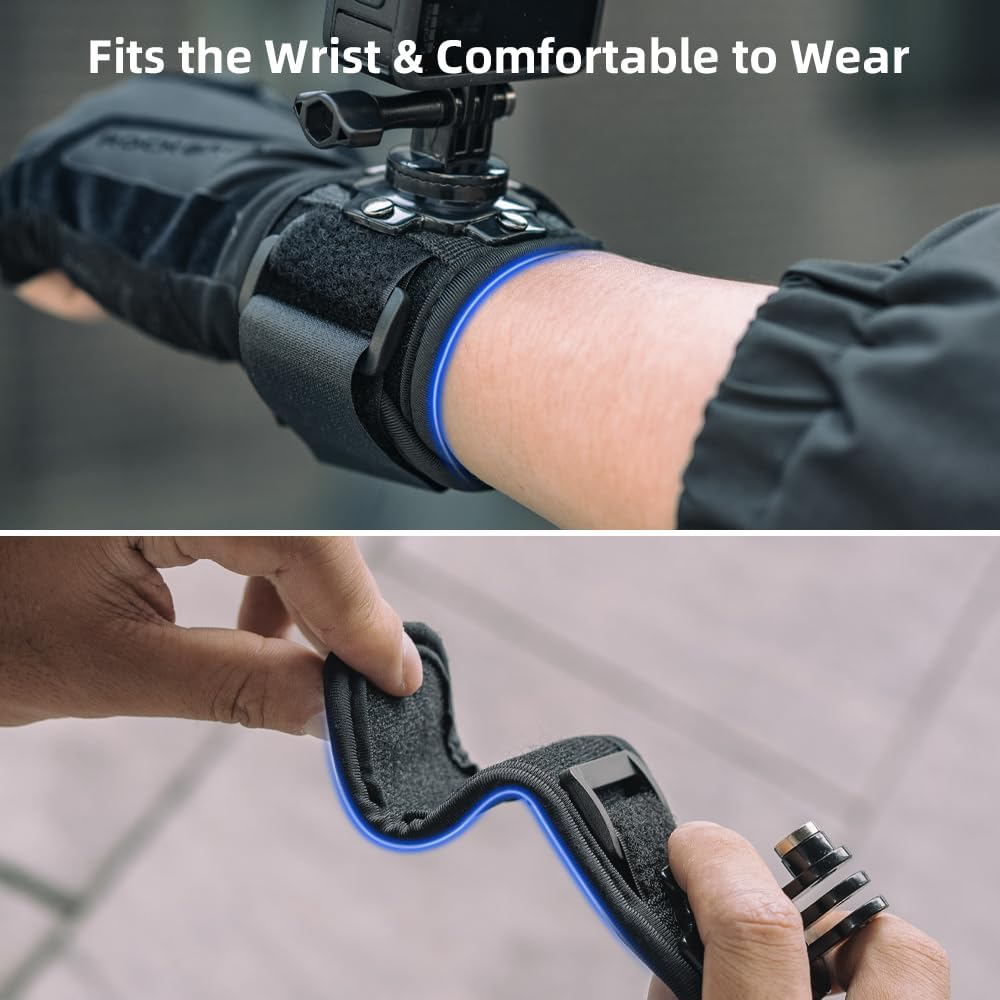 SUREWO Wrist Strap Mount Compatible with Gopro Hero 12/11/10/9/8/7//6/5 Black,Dji Osmo Action 4/3,Insta 360 ONE R,Akaso/Campark and More