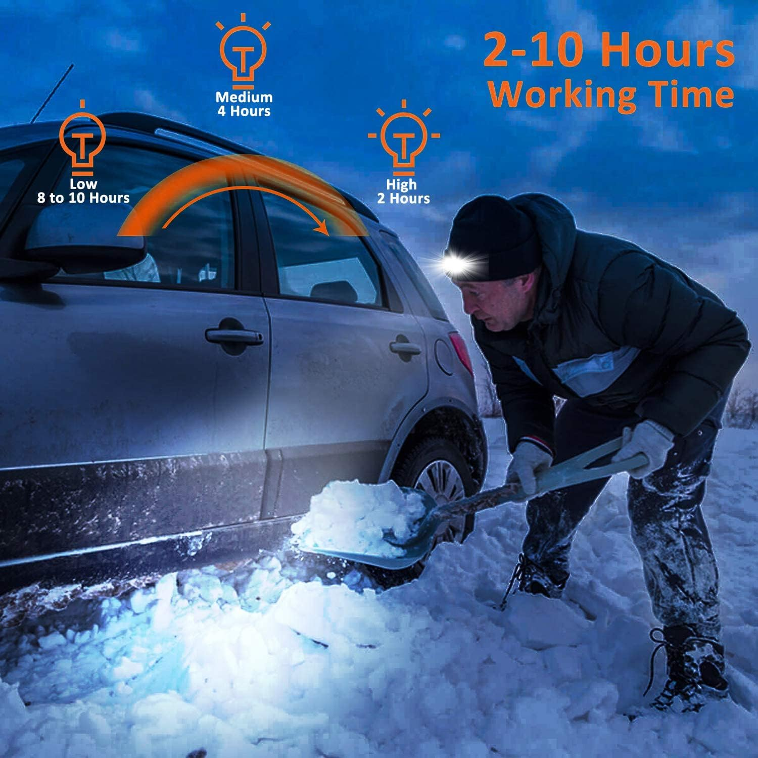 KAVAVO Beanie Hat with Light,Usb Rechargeable LED Lighted Beanie Cap,Unisex Winter Warmer Knit Cap Hat for Walking at Night,Fishing,Camping,Hunting image number 5