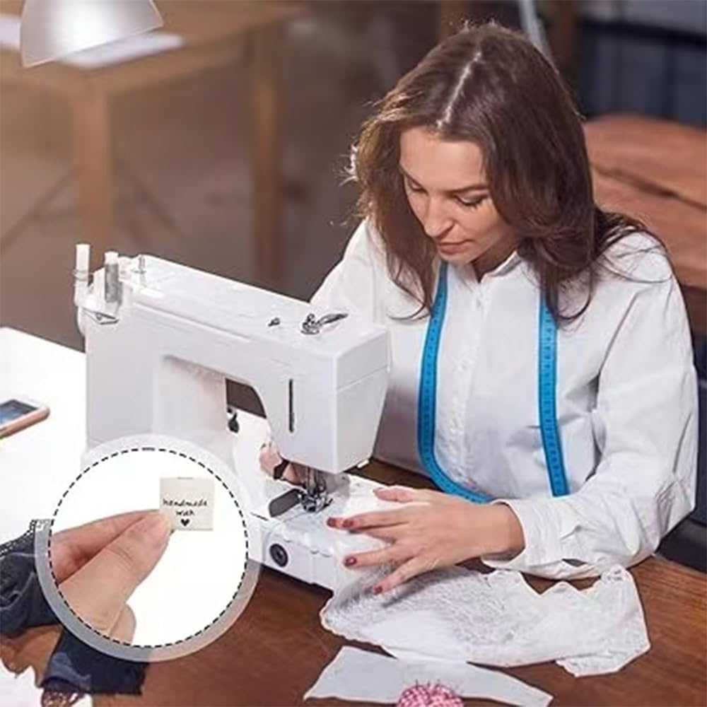 200 Pcs Handmade Sewing with Love Labels, Iron on Labels, Handmade Sewing Clothing Embroidered Labels, Costume Clothing Labels, DIY Knitting Crafts Sewing Decorations