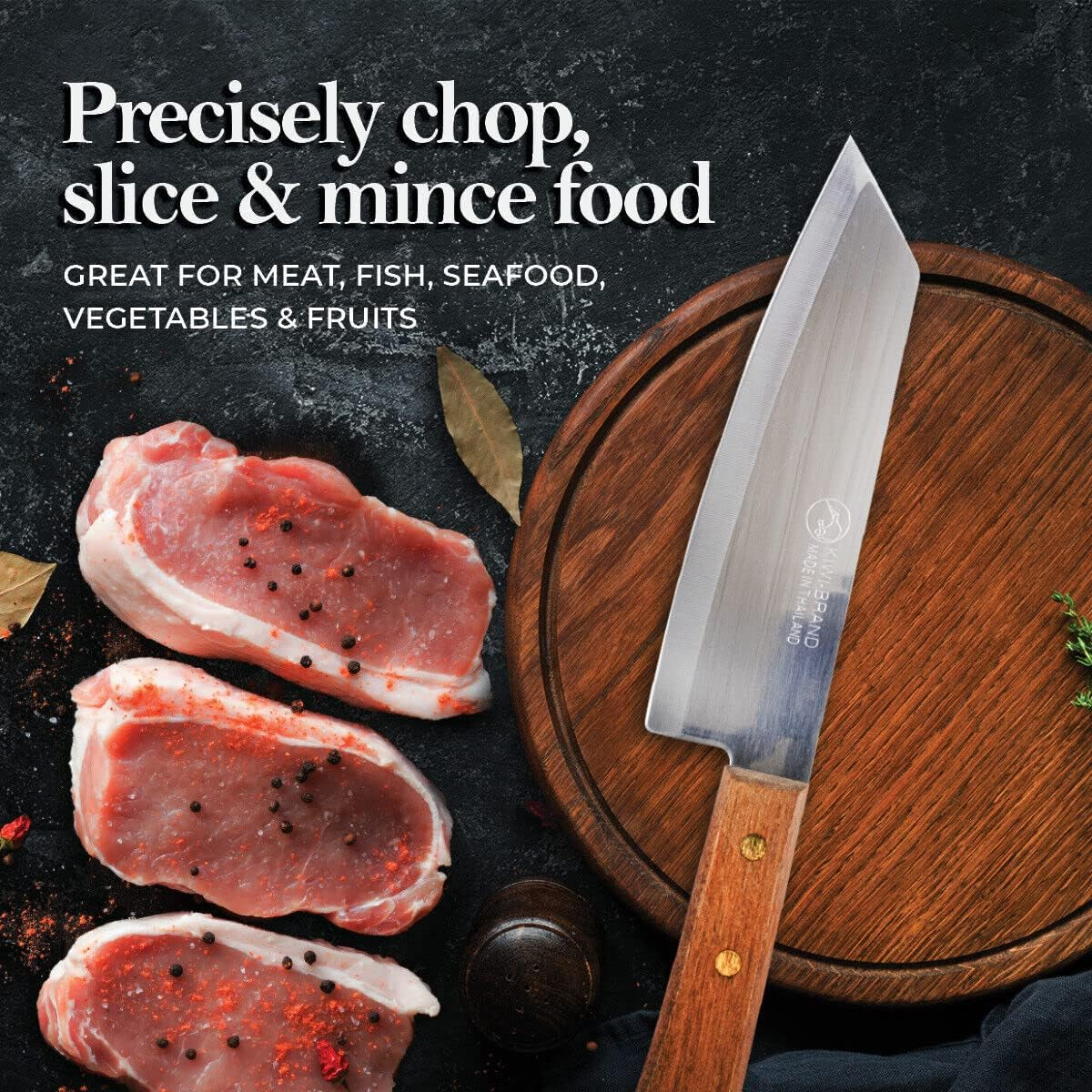 KIWI Stainless Steel Cooks Knife with Wooden Handle, 16 Cm Length image number 1