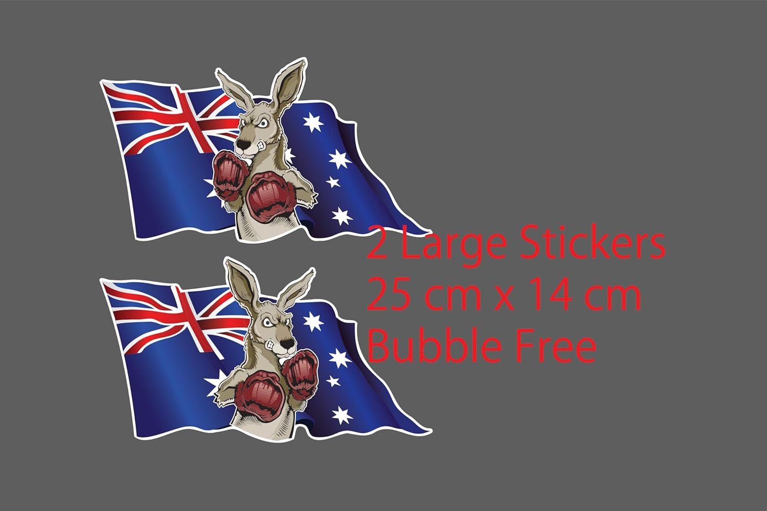 Australia Day Car Decals &ndash; a Pair of Vinyl Stickers with Boxing Kangaroo & Flag Design, Weatherproof, Bubble-Free Application, Proudly Australian Made (25Cm) image number 3