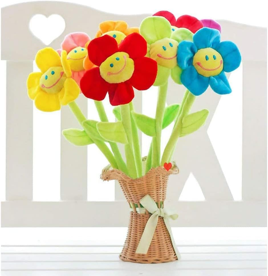 16Pcs Artificial Plush Sunflower Daisy Flower Toy Bendable Curtain Buckle Tiebacks Birthday Wedding Party Gift Decor Fairy Wands Stick Performance Props Novelty School Prize Gifts image number 1