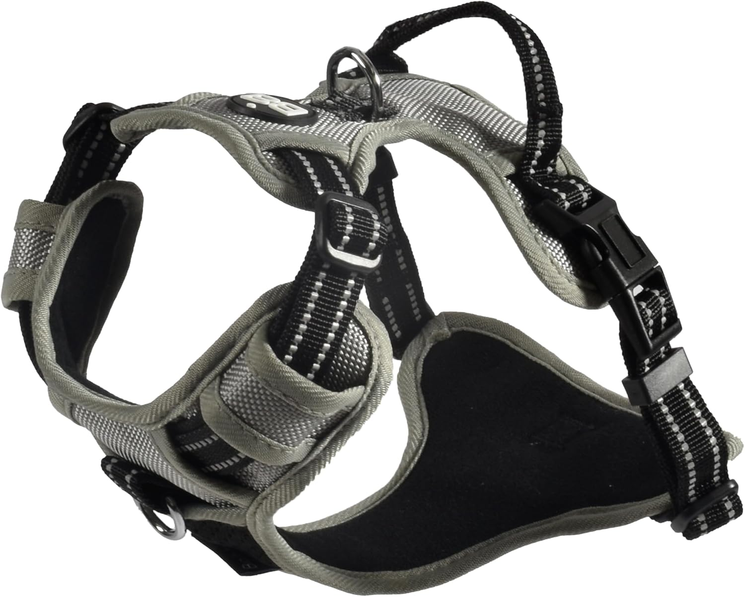 Bobby Rando Walk - Dog Harness, Nylon Dog Harness Medium Small Large Dog Harness, Safe, Comfortable, Reflective, Adjustable, Grey, M/40-63X2 CM