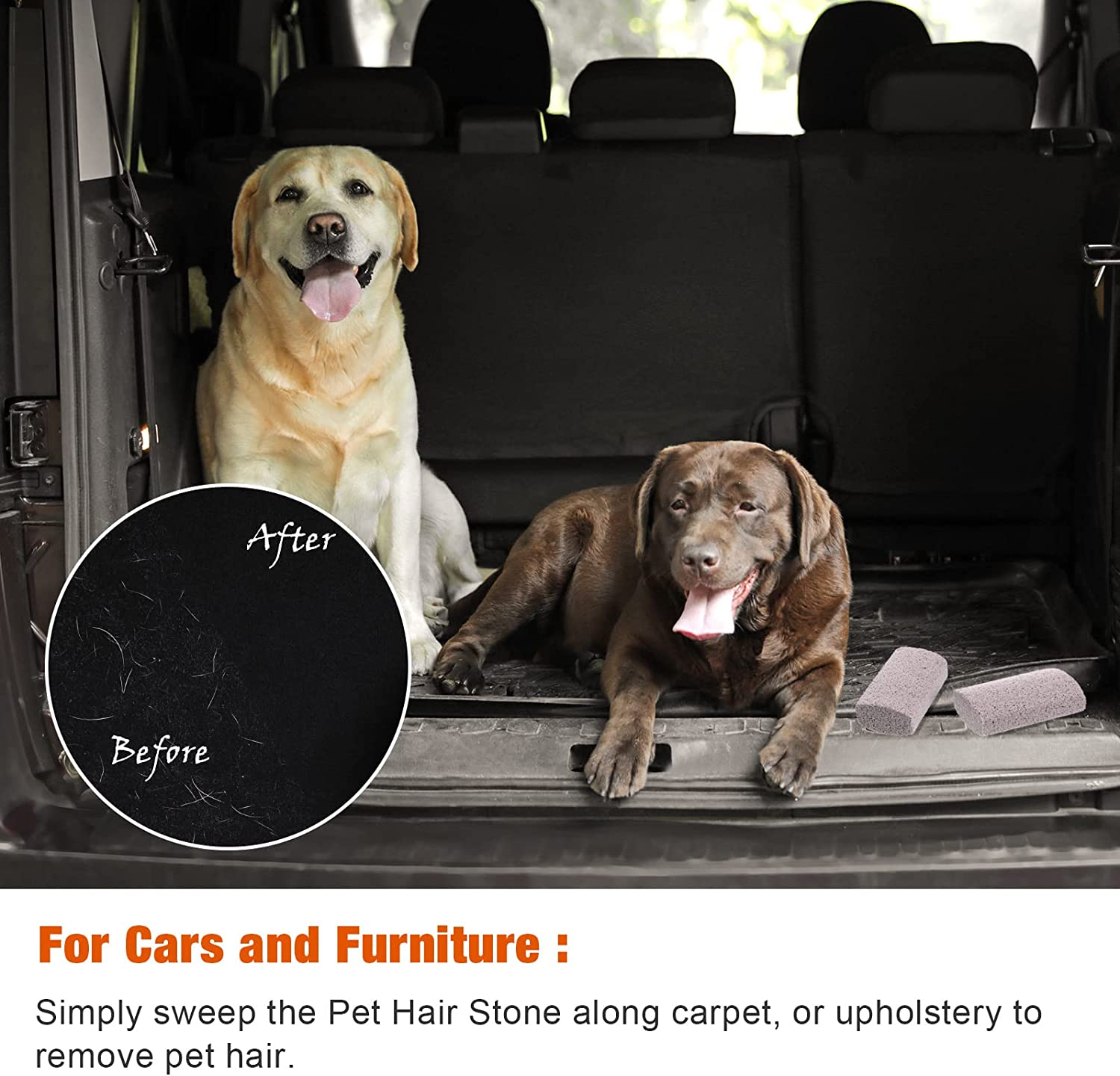 Xuniea 2 Pieces Pet Hair Remover for Cat Hair Removal Pumice Stone Tool Carpet Dog Fur Removal Tool for Car Couch Furniture Bedding Easy to Clean (4 Inches)