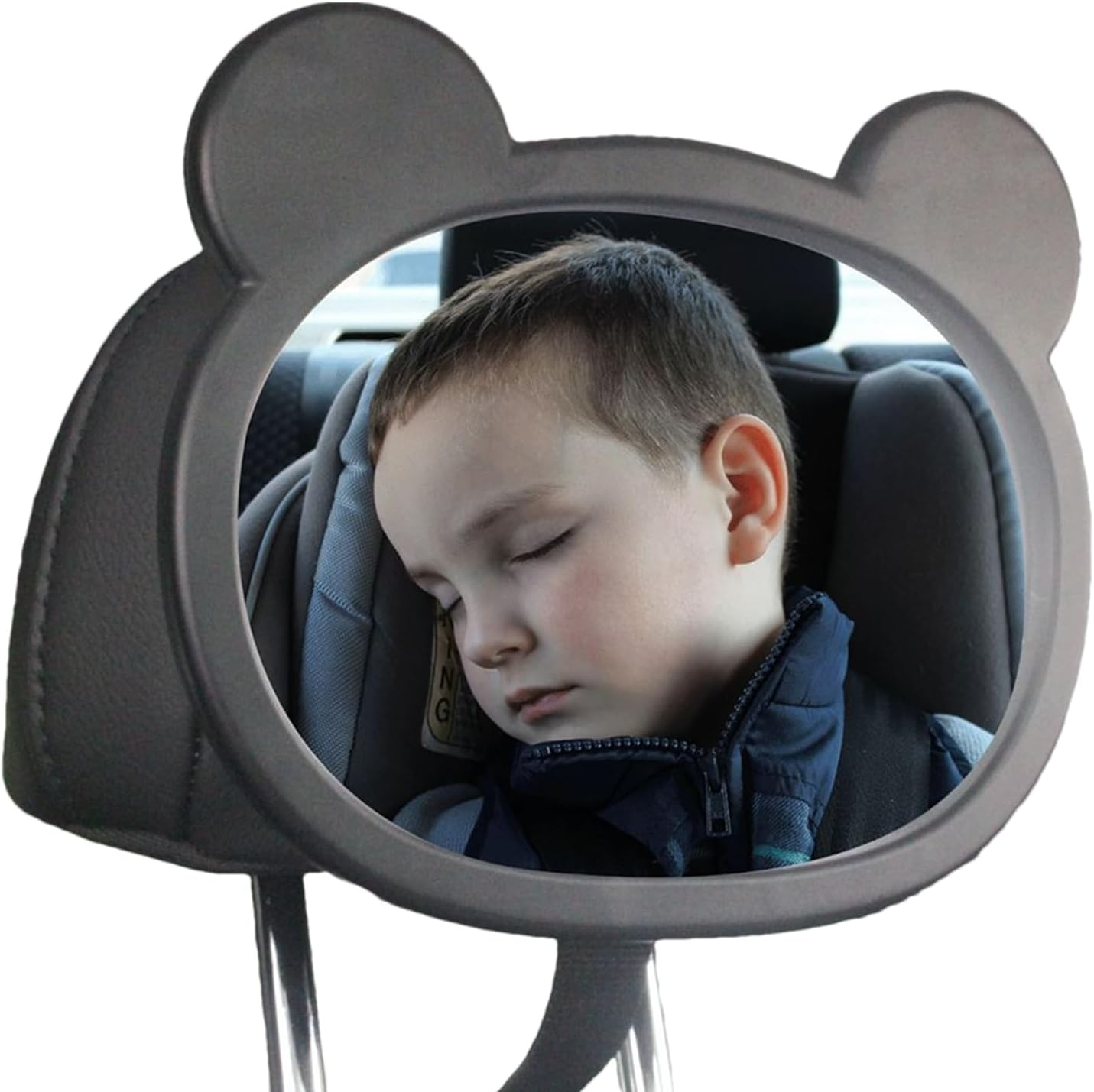 Car Seat Mirror for Baby Rear Facing 360 Degree Rotating | Baby Car Mirror Rear Facing,With Cartoon Frame Safety Shatterproof Rearview for Observation Travel Registry Stroller Daily Road Trips image number 2