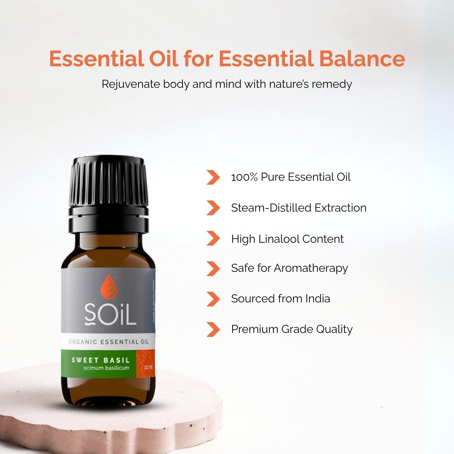 Soil Organic Basil Essential Oil, Essential Oil Diffuser, Versatile Applications, No Animal Testing, Parabens, Petro-Chemicals, Synthetic Colours, or Synthetic Fragrances, ECOCERT Certified, 10Ml image number 5