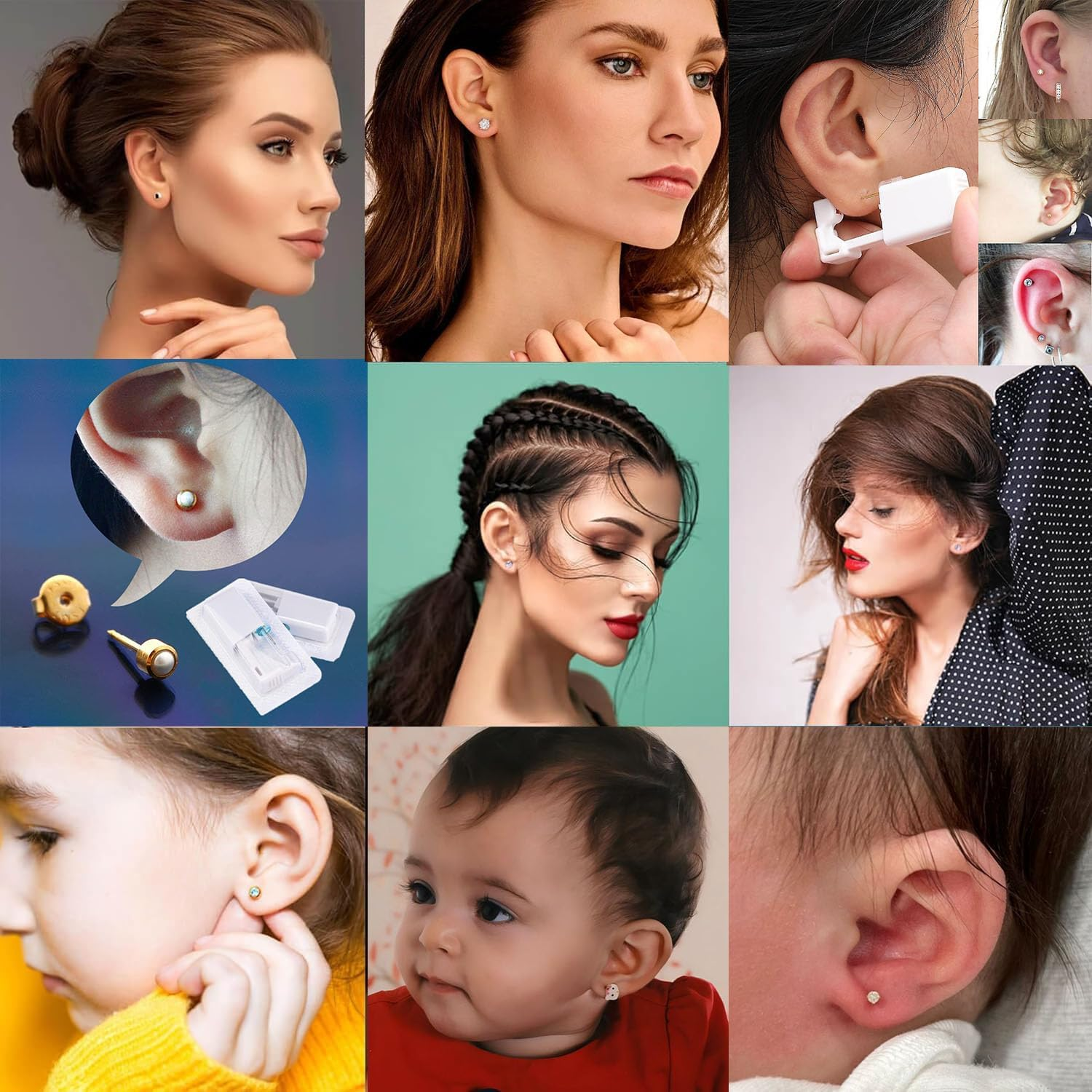 Lyuxzad Ear Piercing Gun Kit 6Pcs Disposable Ear Piercing Kit Including 2Pcs Self Ear Piercing Gun with 2Pcs Built-In Earrings Stud and 2Pcs Clean Tools for Ear Cartilage Piercing Kit(Gold) image number 6