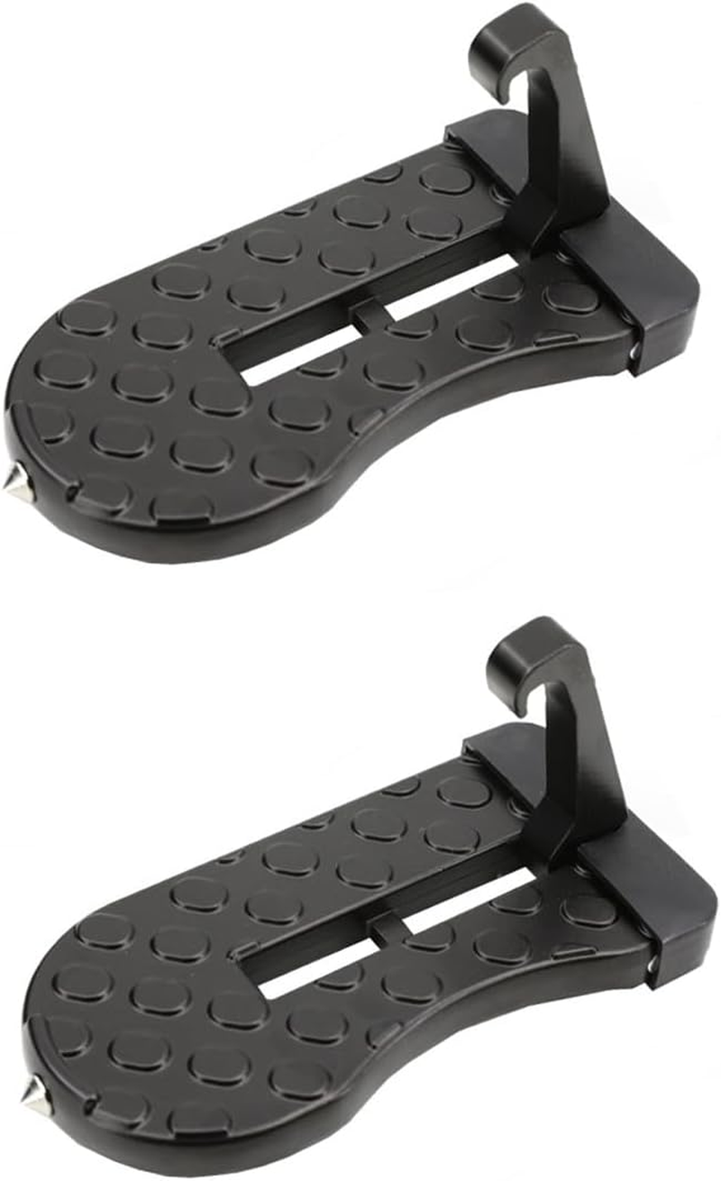 2 Pack Car Door Step with Glass Breaker Safety Hammer & Roof Rack Access,Car Automotive Foldable Roof Rack Door Step - Fits Most Car, for SUV and Truck, Max Load 400 Lbs
