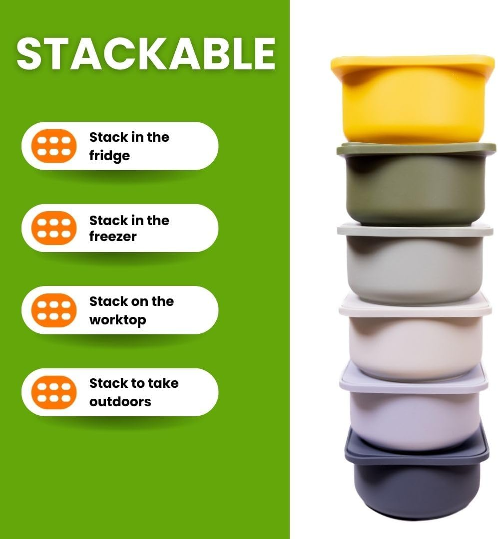 Babadoh Pizza Dough Proofing Silicone Containers with Lids | Pizza Making Accessories | Set of 6 | Multi Bright (2 Berry, 2 Orange, 2 Lime) | Original Size (Make 12" Pizzas) image number 5