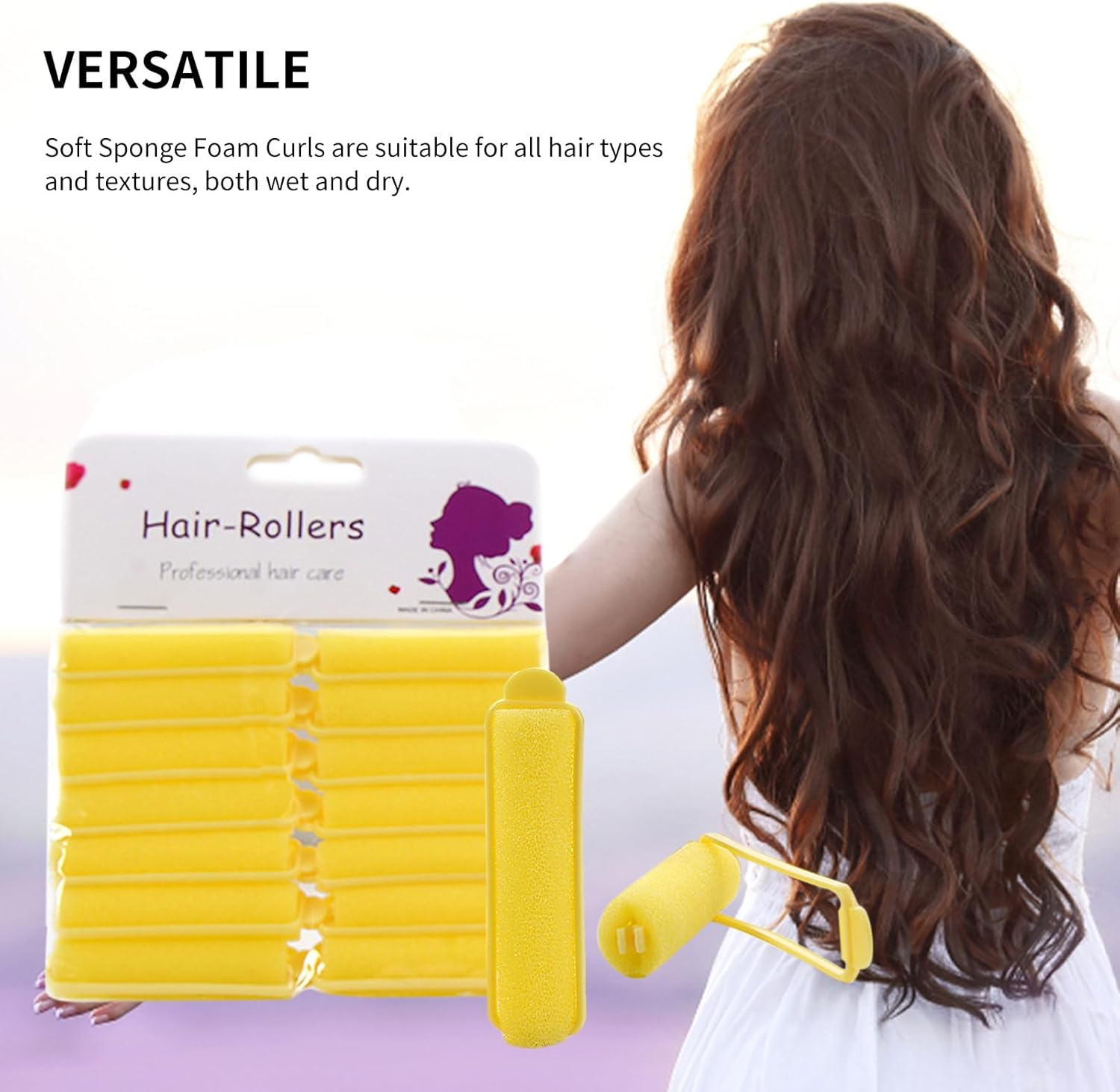 14 Pieces Foam Hair Rollers, Heatless Elastic Self-Gripping Sponge Curling Iron - Small and Convenient to Carry, No Damage to Hair Quality for Hairdressing Styling - Pink image number 3