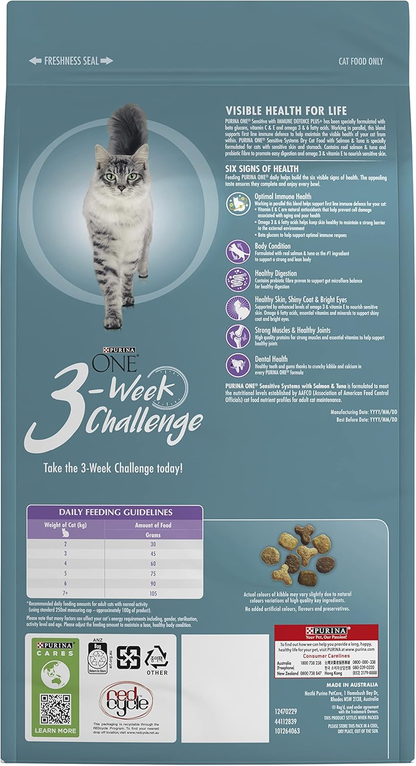 PURINA ONE Adult Dry Cat Food Sensitive Salmon & Tuna 1.4Kg image number 1